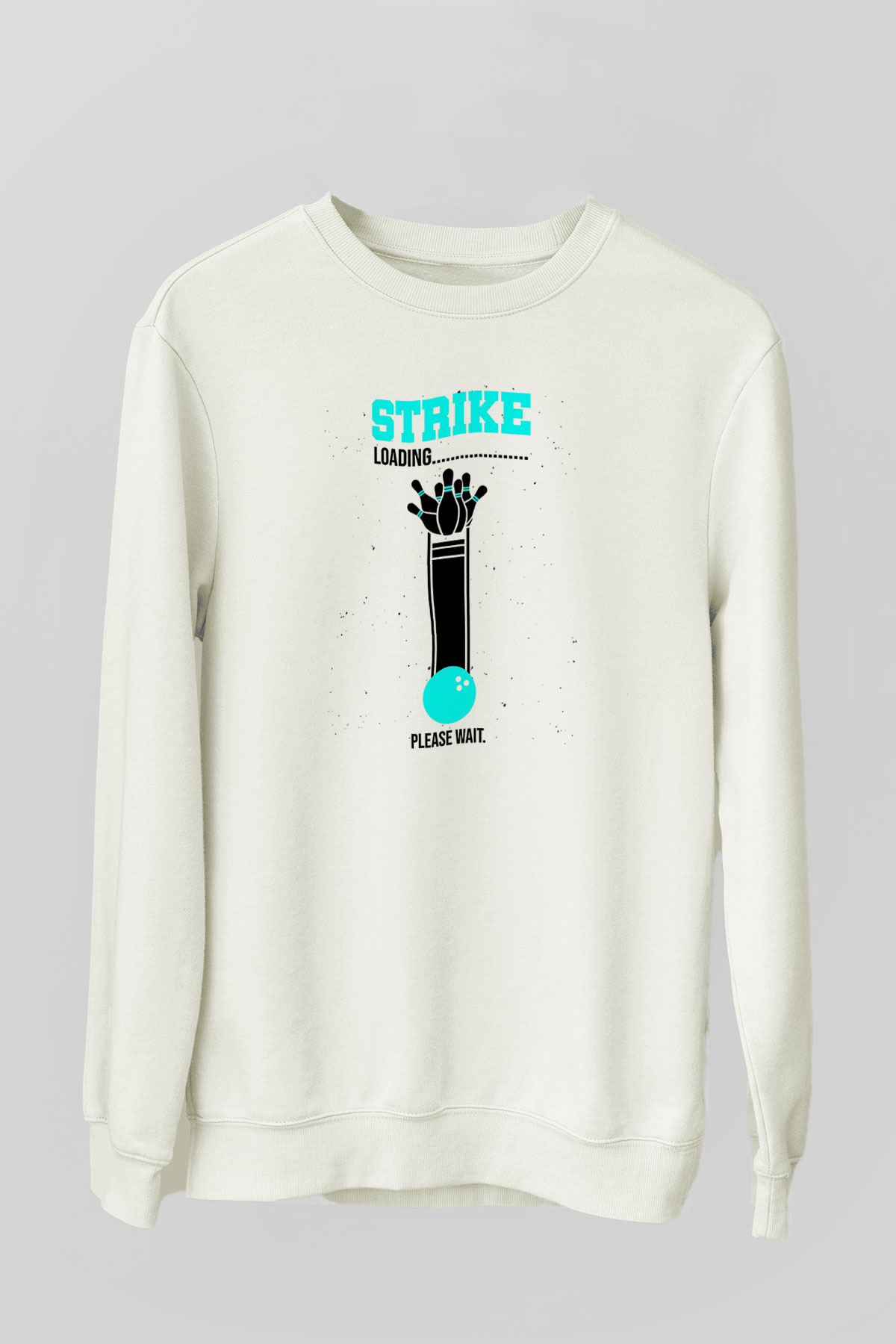 Bovling Baskılı Unisex Ekru Sweatshirt