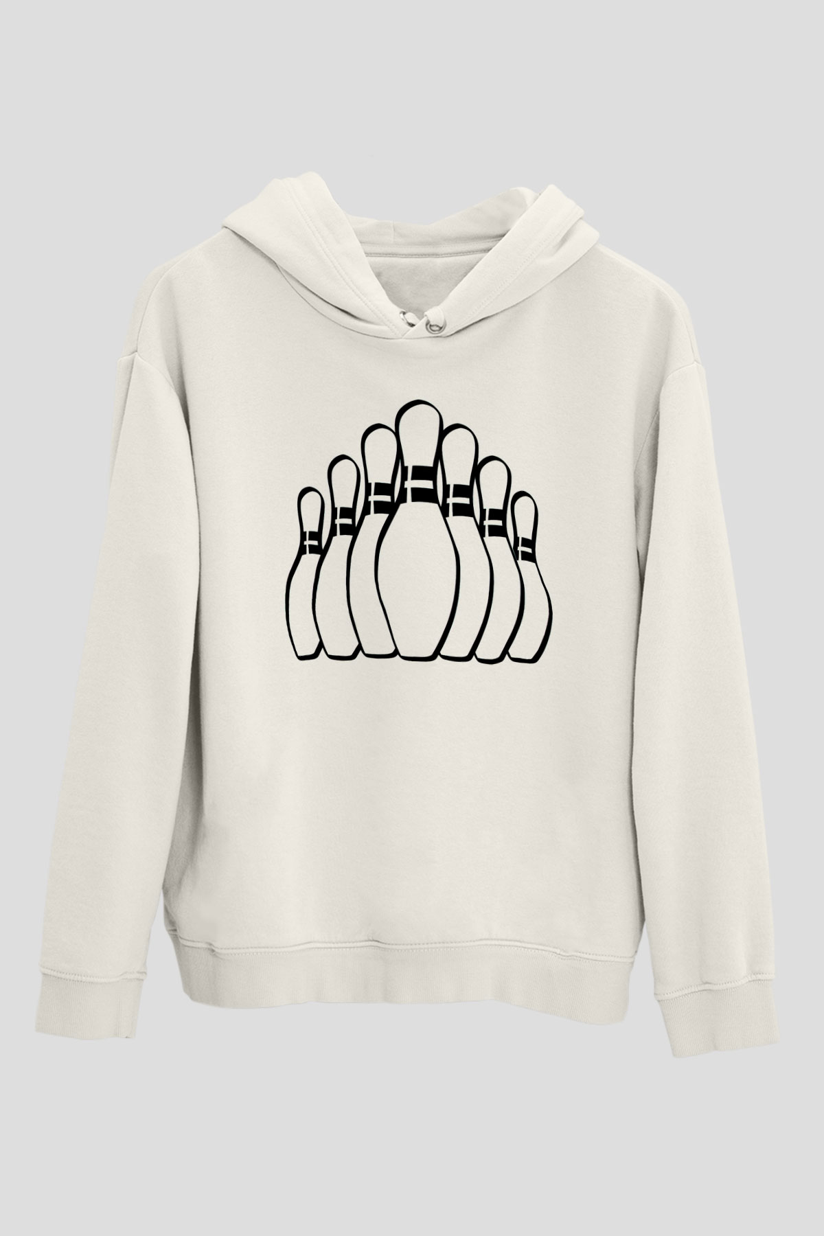 Bovling Beyaz Unisex Kapüşonlu Sweatshirt