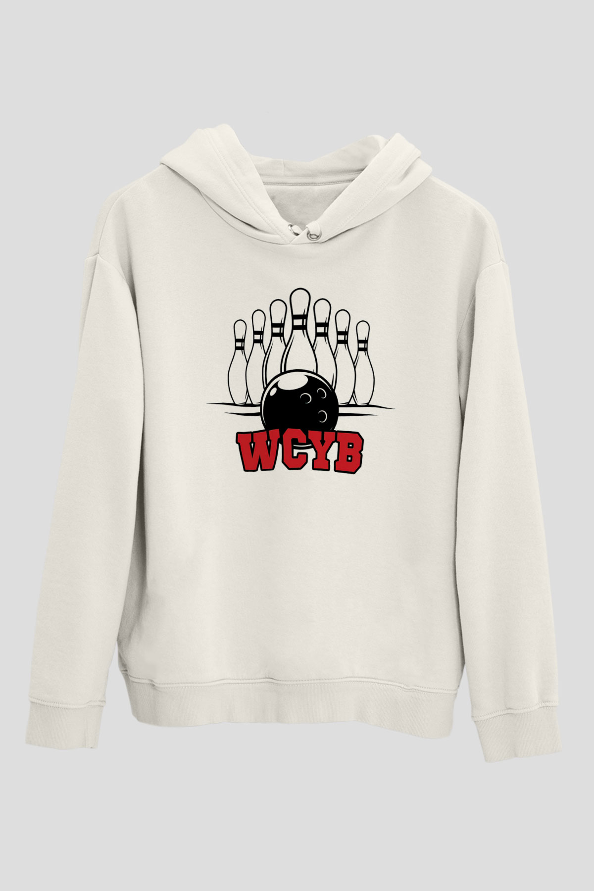 Bovling Beyaz Unisex Kapüşonlu Sweatshirt