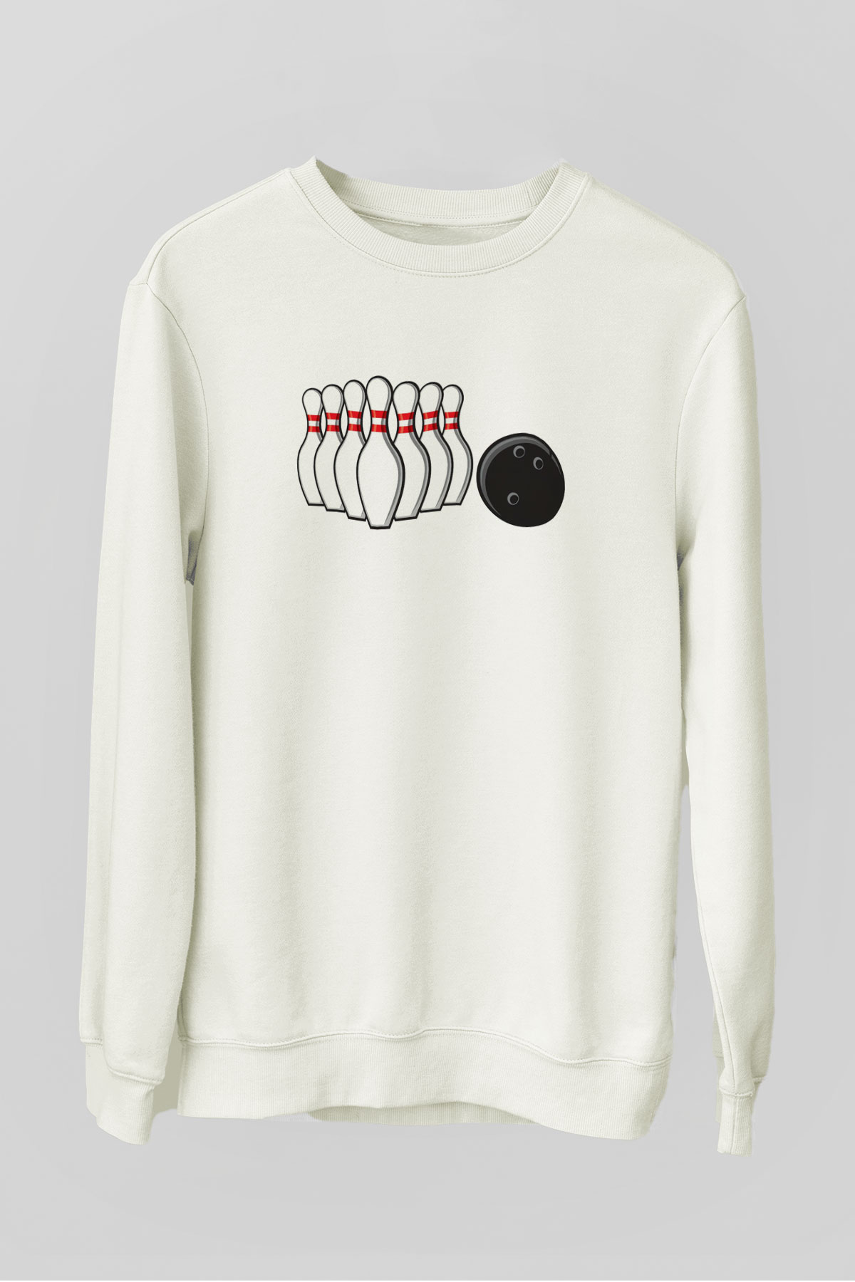Bovling Beyaz Unisex Sweatshirt