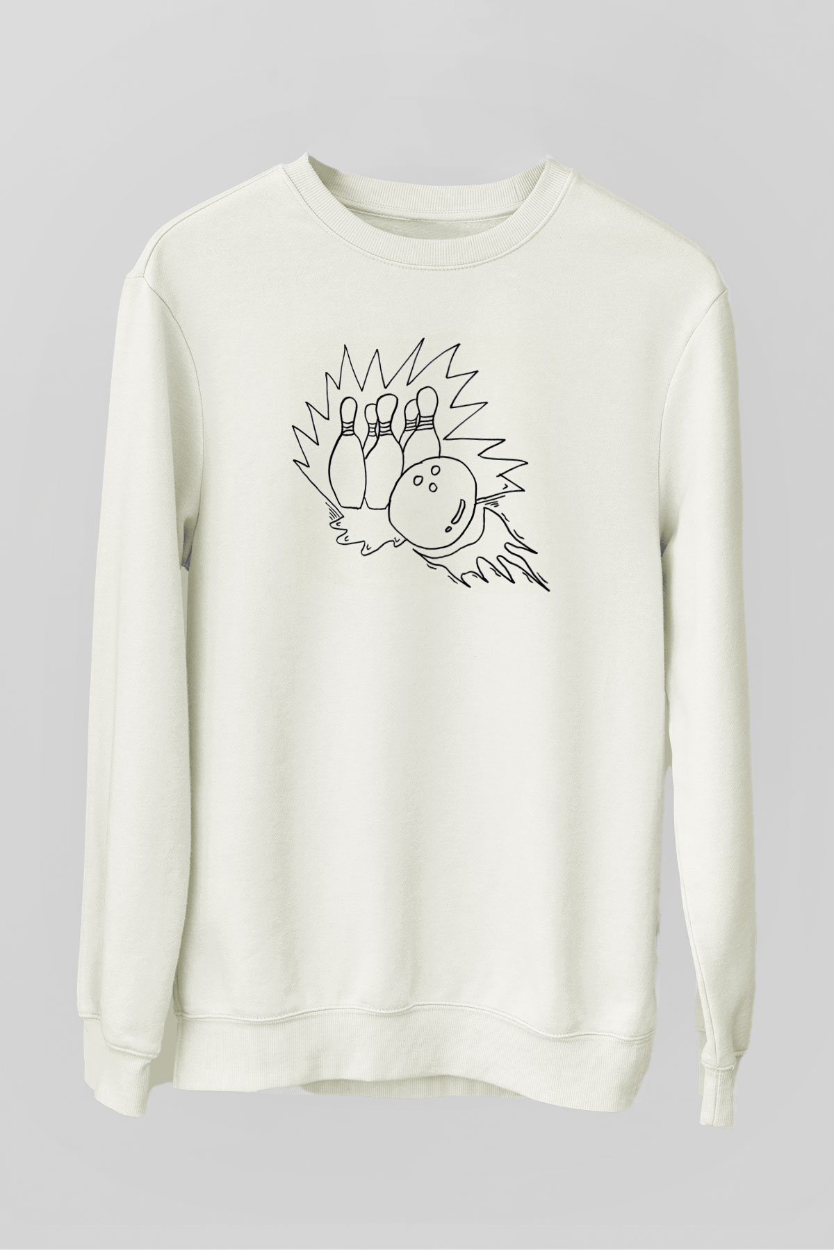 Bovling Beyaz Unisex Sweatshirt
