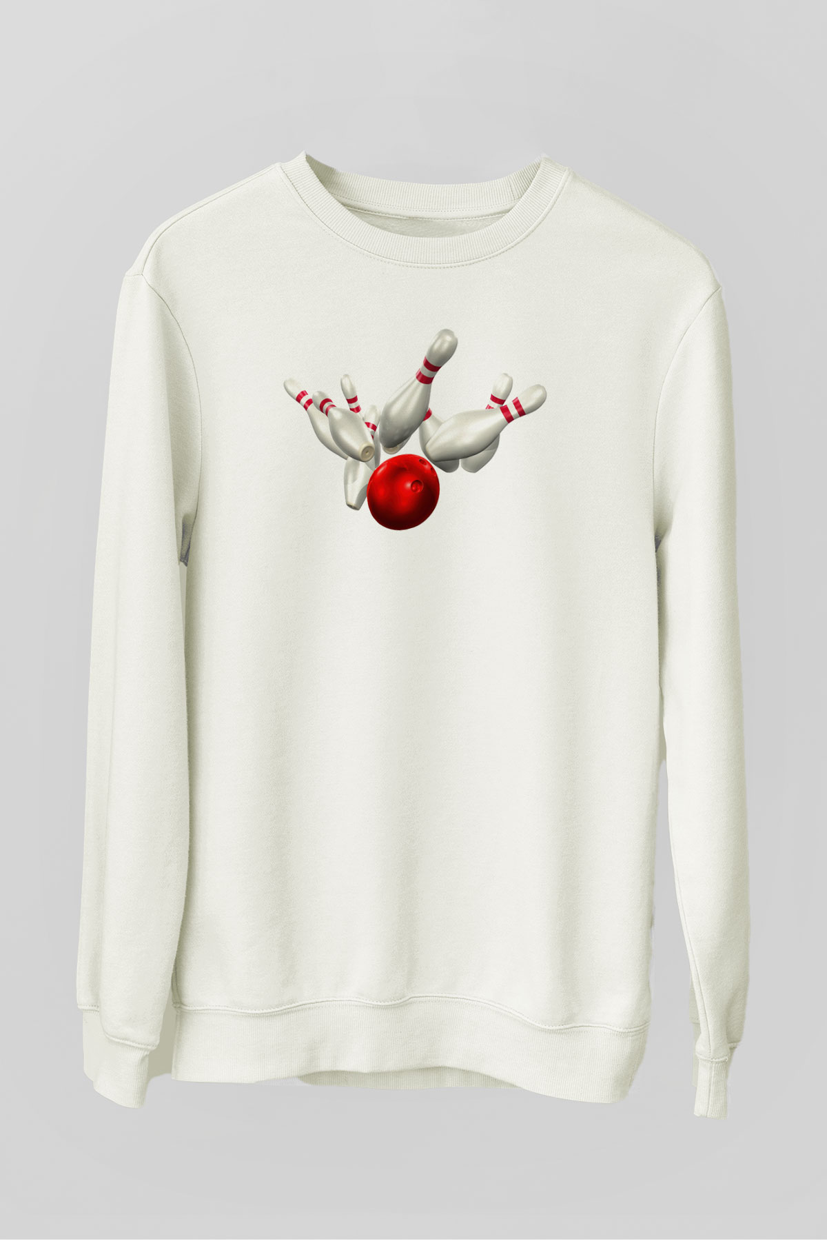 Bovling Beyaz Unisex Sweatshirt