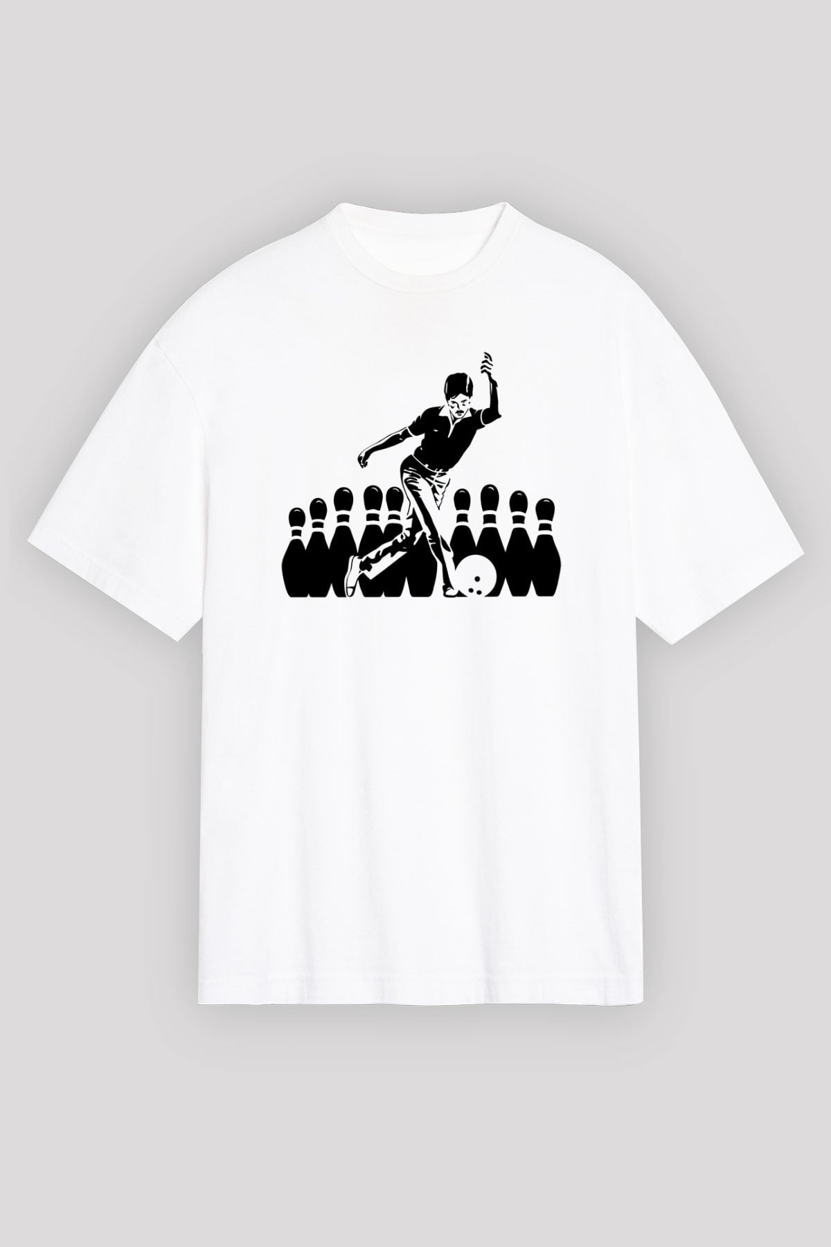 Bovling Beyaz Unisex Tişört T-Shirt - TişörtFabrikası