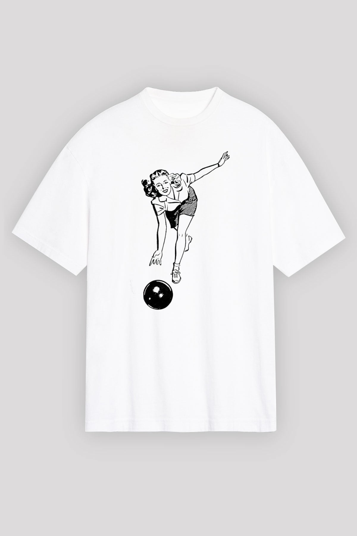 Bovling Beyaz Unisex Tişört T-Shirt - TişörtFabrikası
