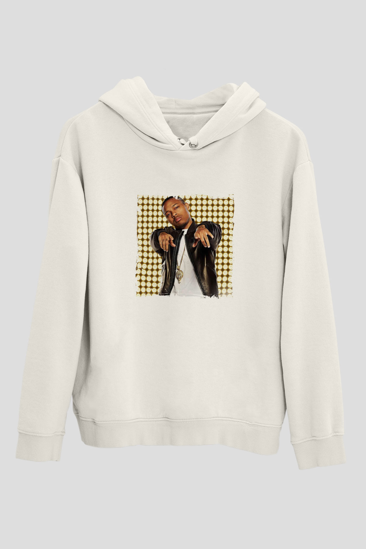 Bow Wow Baskılı Unisex Beyaz Hoodie