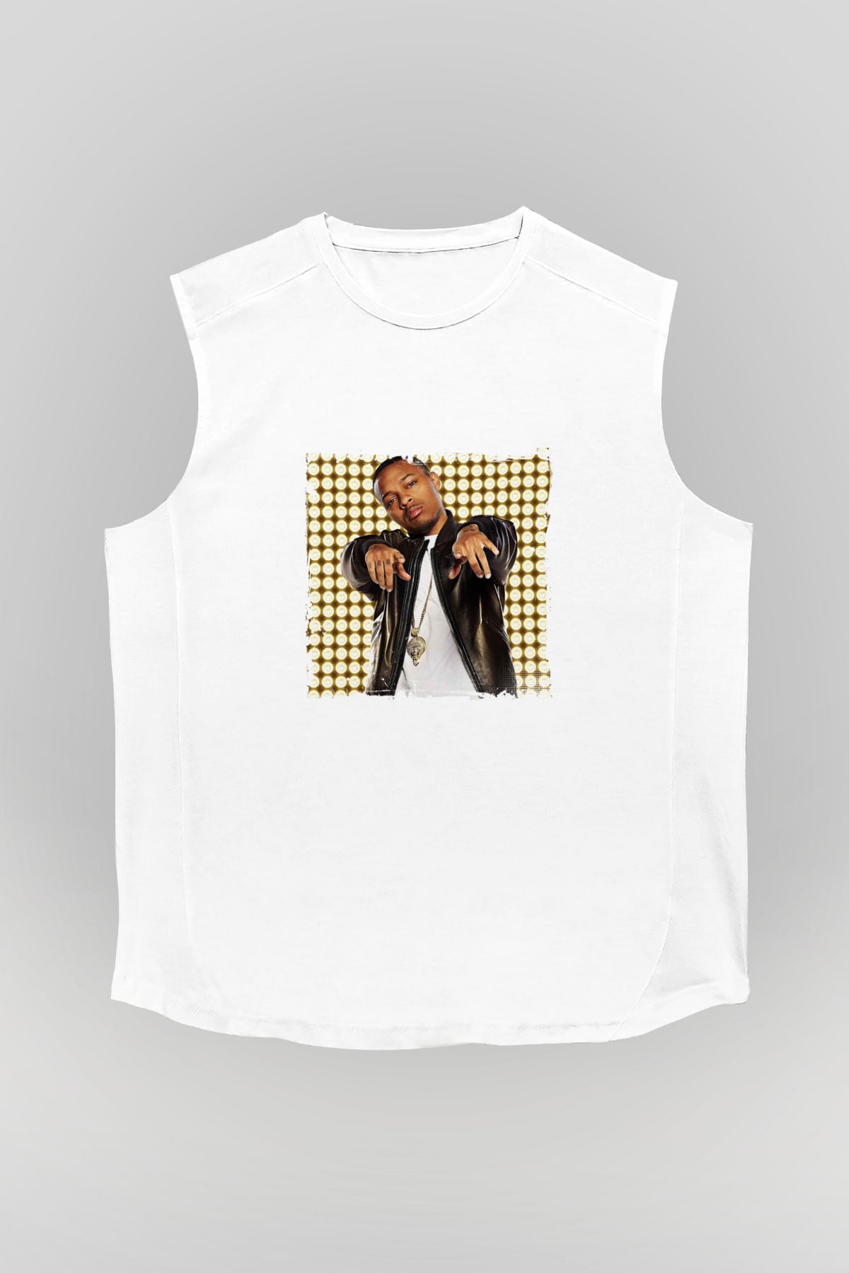 Bow Wow Baskılı Unisex Beyaz Kolsuz Tişört
