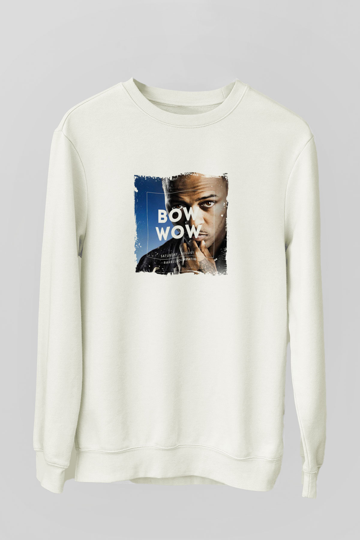 Bow Wow Baskılı Unisex Beyaz Sweatshirt
