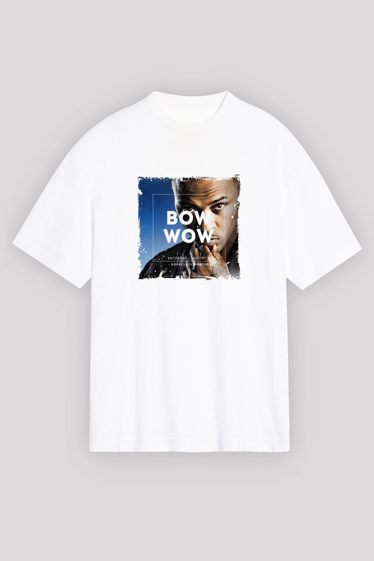 Bow Wow Baskılı Unisex Beyaz Tişört