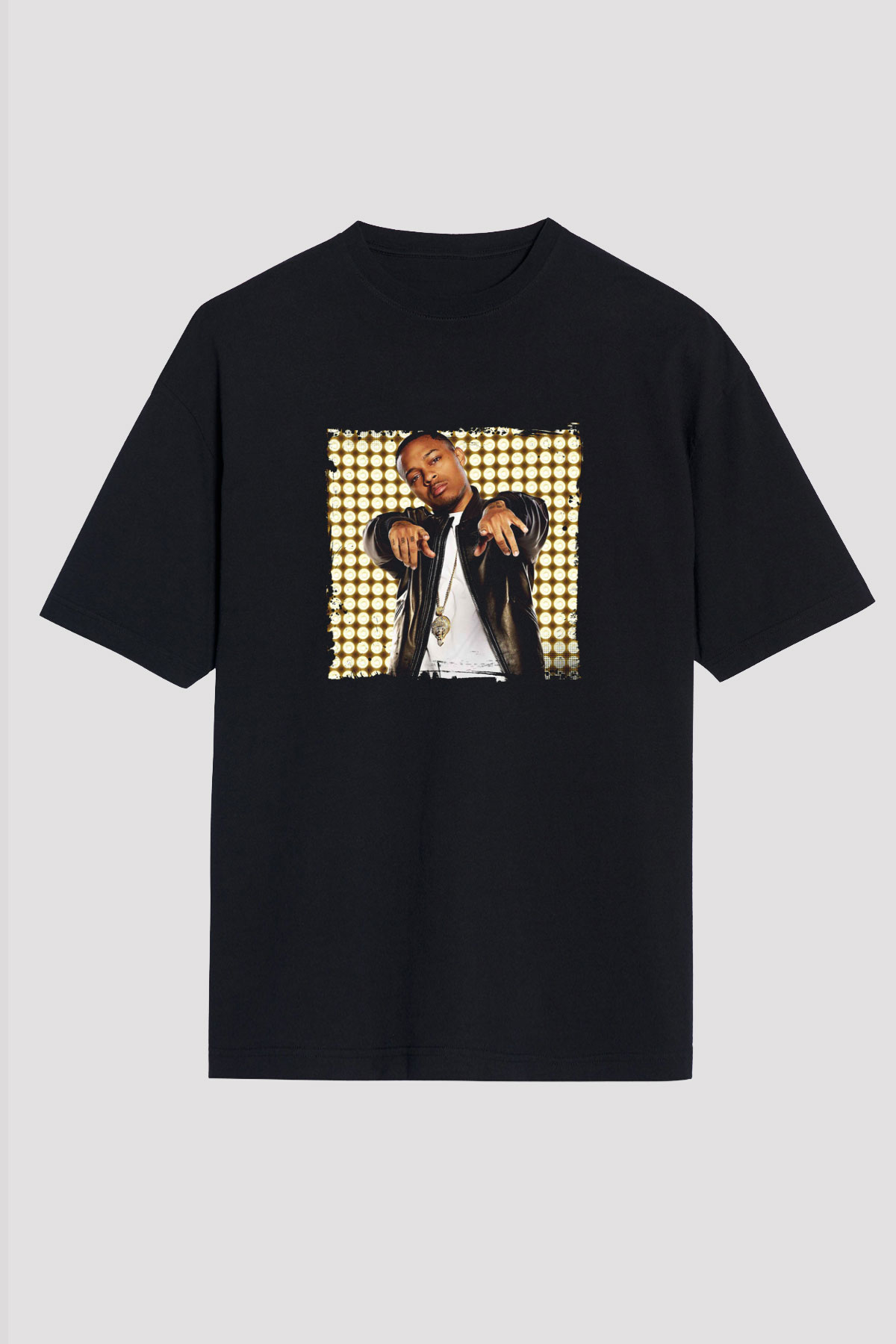 Bow Wow Baskılı Unisex Oversize Siyah Tişört