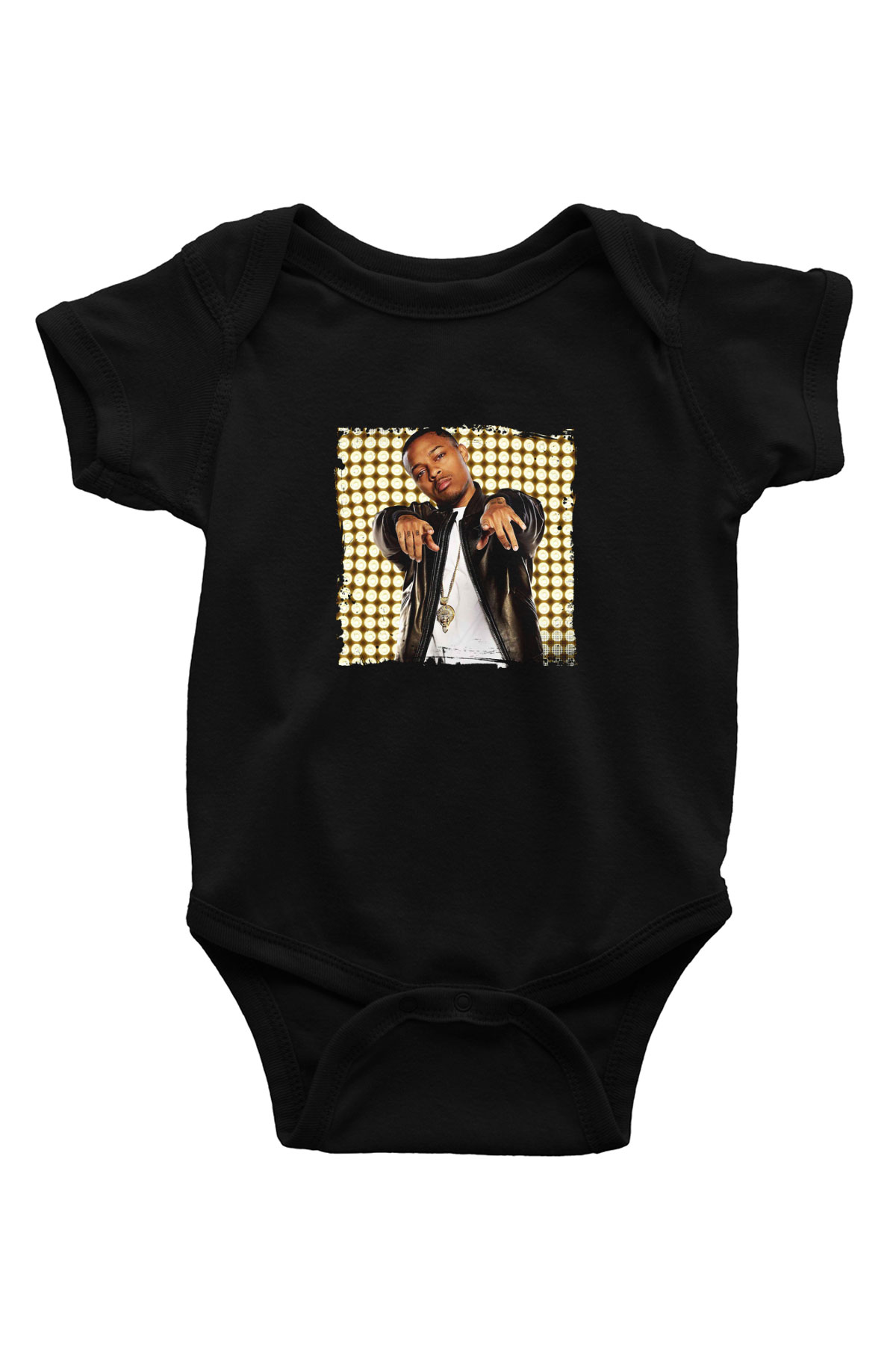 Bow Wow Baskılı Unisex Siyah Bebek Body - Zıbın