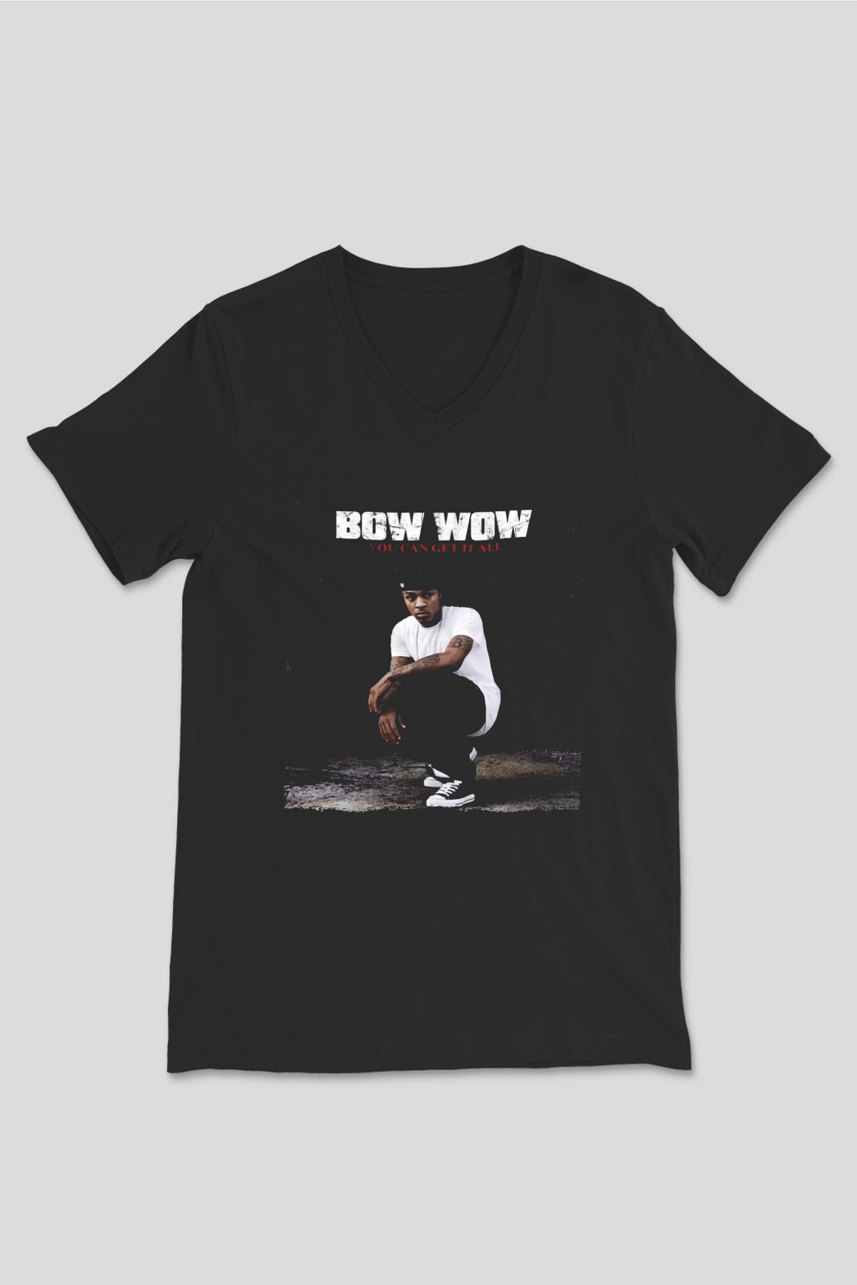 Bow Wow Siyah Unisex V Yaka Tişört