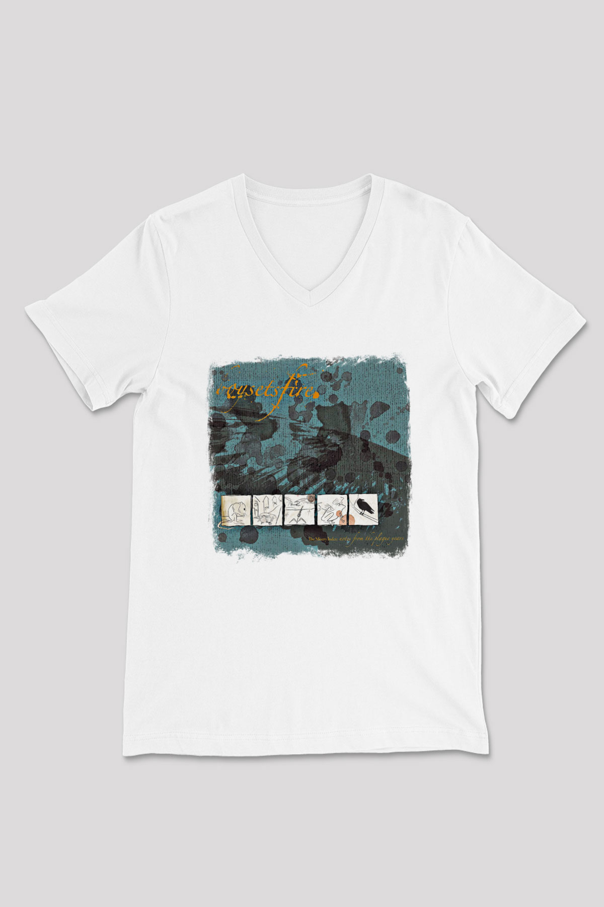 Boysetsfire Baskılı Unisex Beyaz V Yaka Tişört