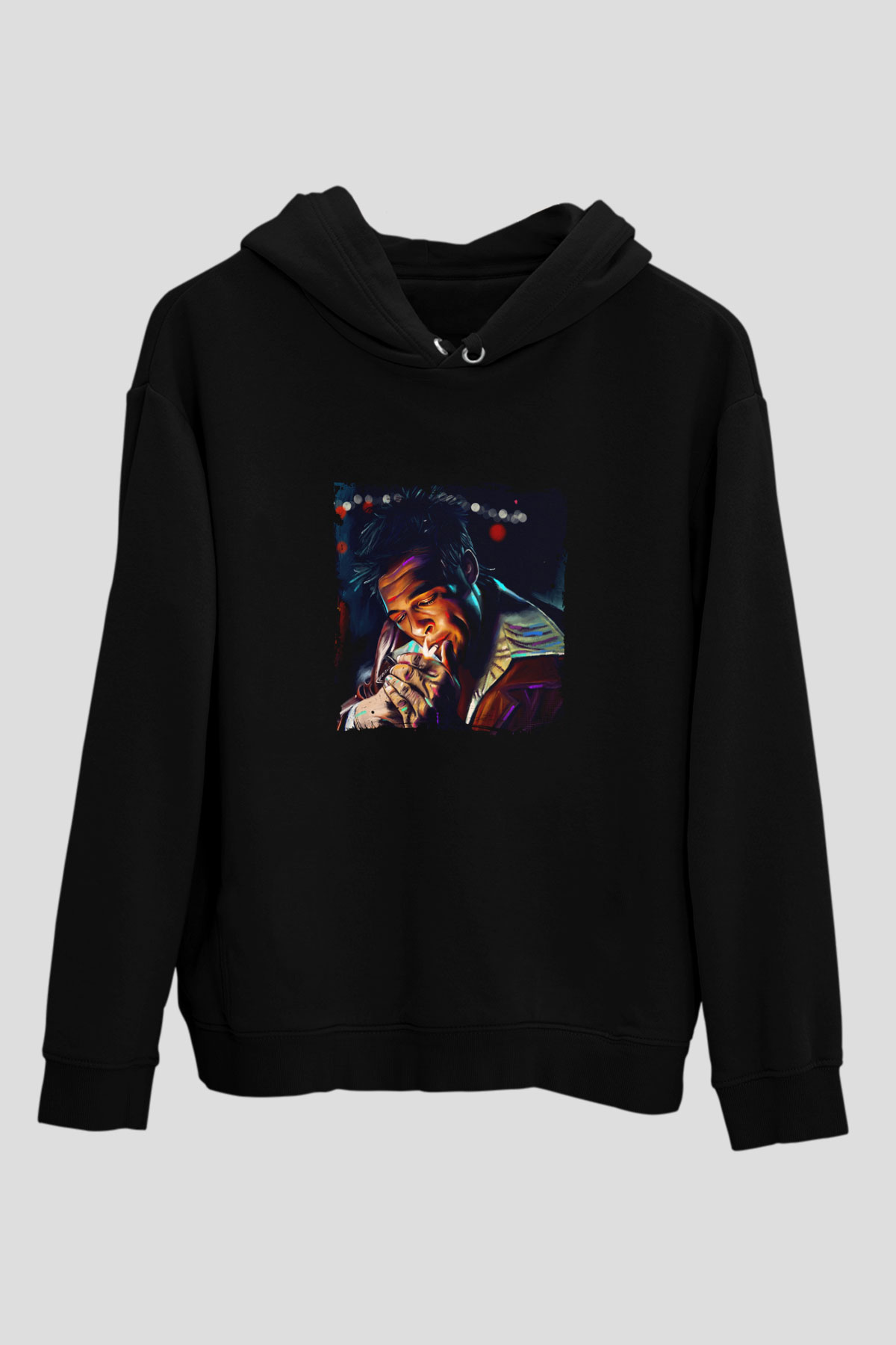 Brad Pitt Baskılı Unisex Siyah Hoodie