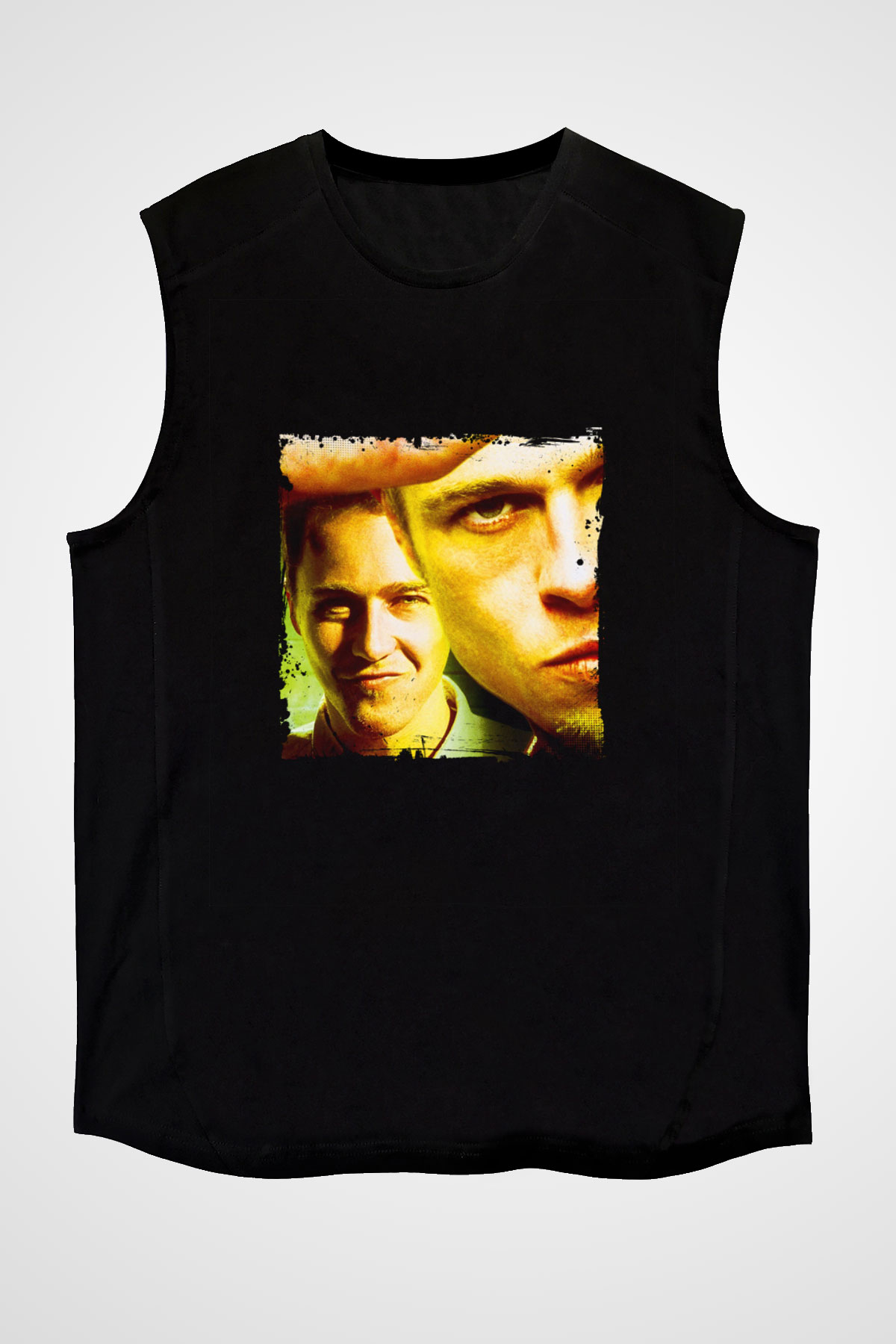 Brad Pitt Baskılı Unisex Siyah Kolsuz Tişört