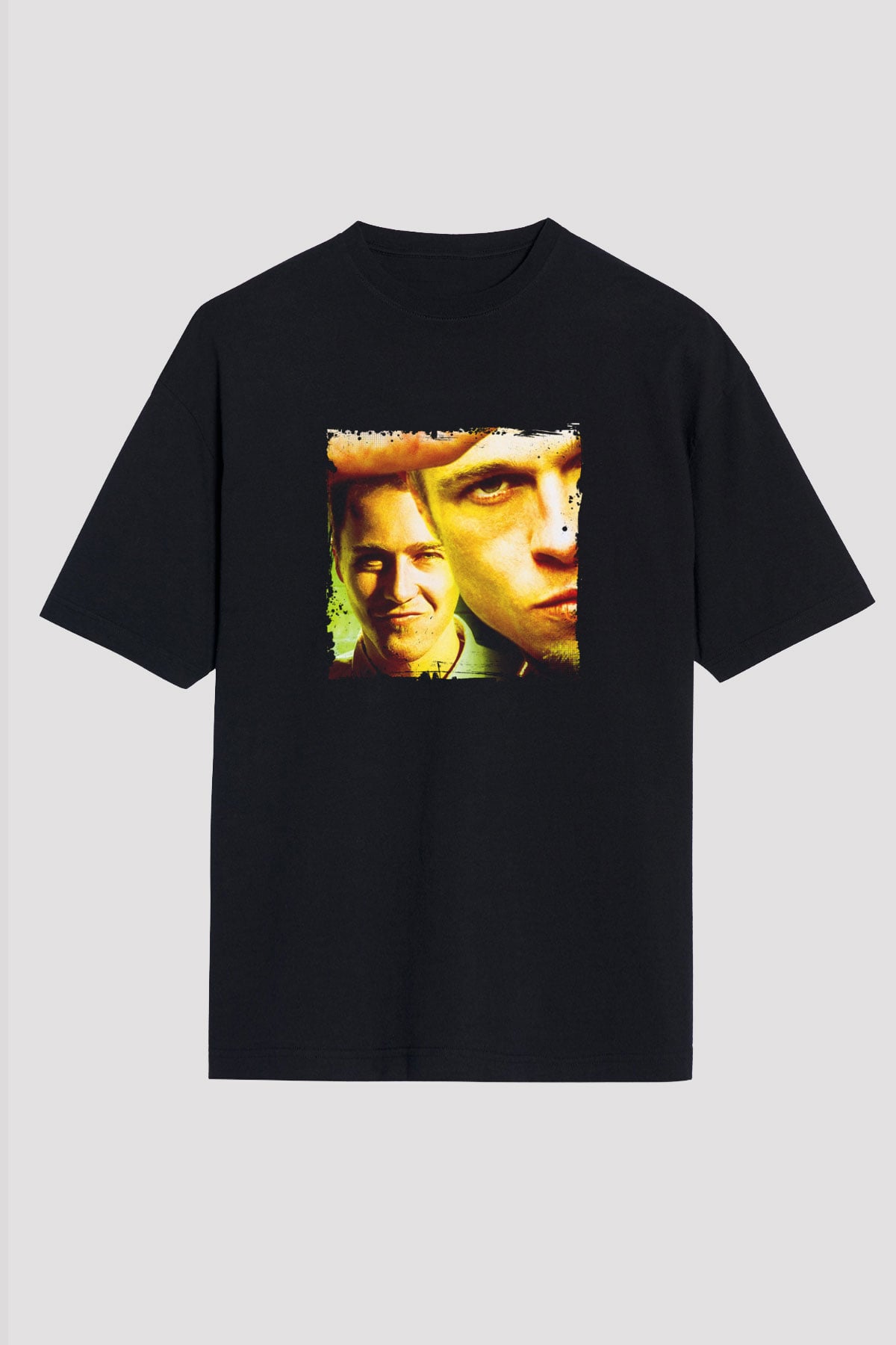 Brad Pitt Baskılı Unisex Siyah Oversize Tişört