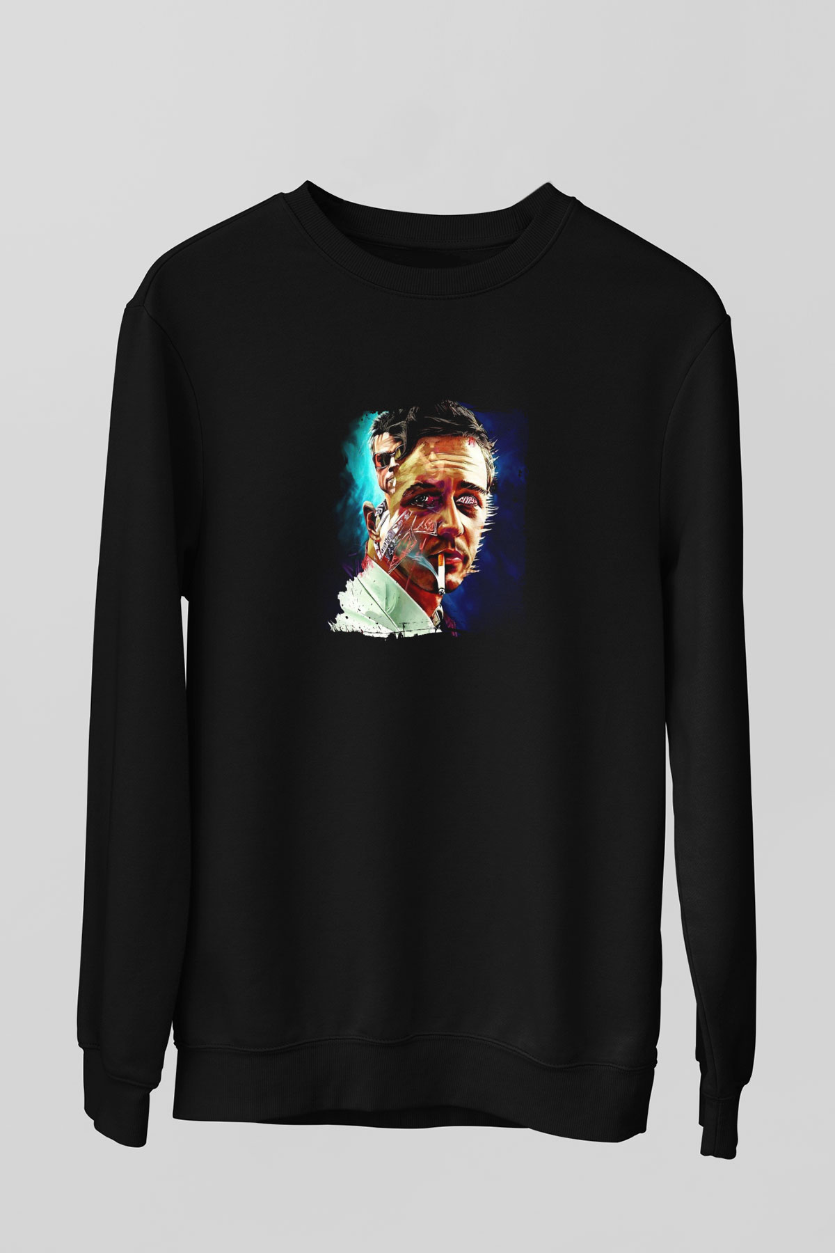 Brad Pitt Baskılı Unisex Siyah Sweatshirt