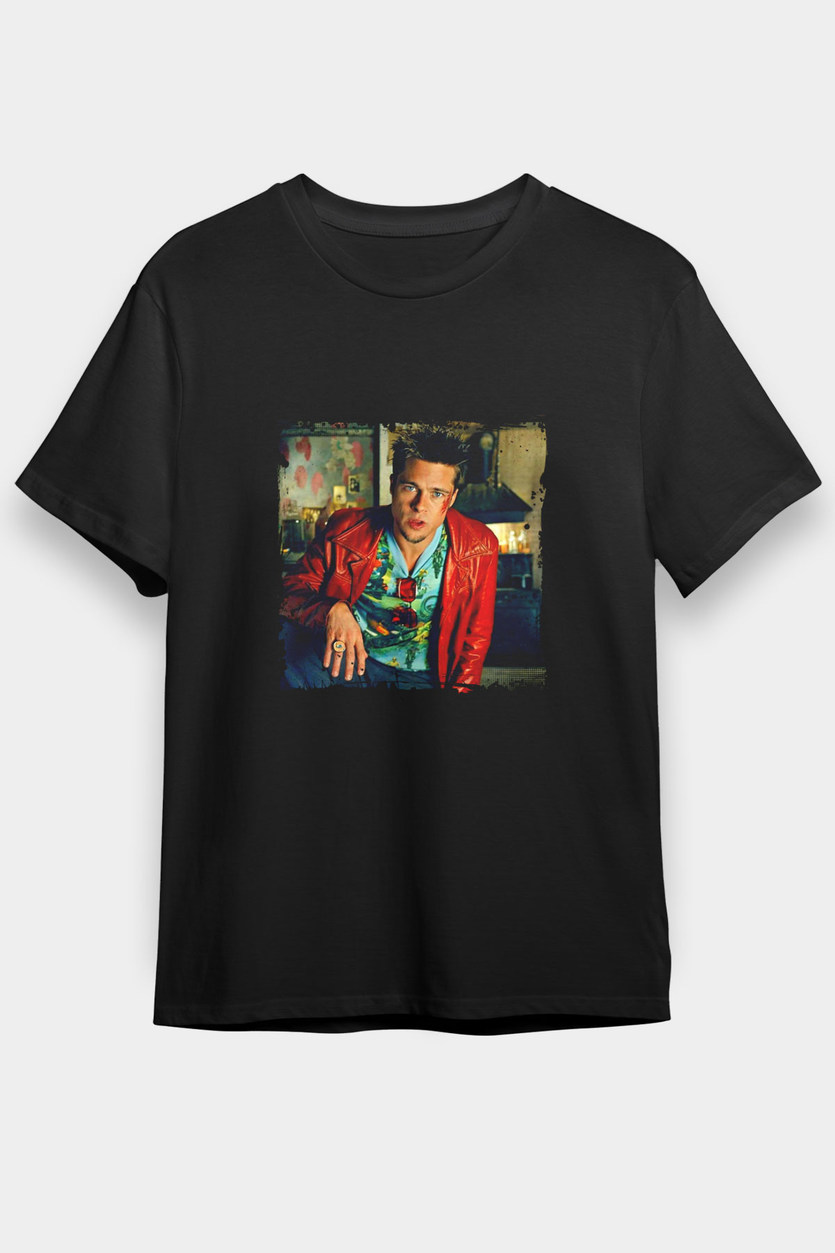 Brad Pitt Baskılı Unisex Siyah Tişört