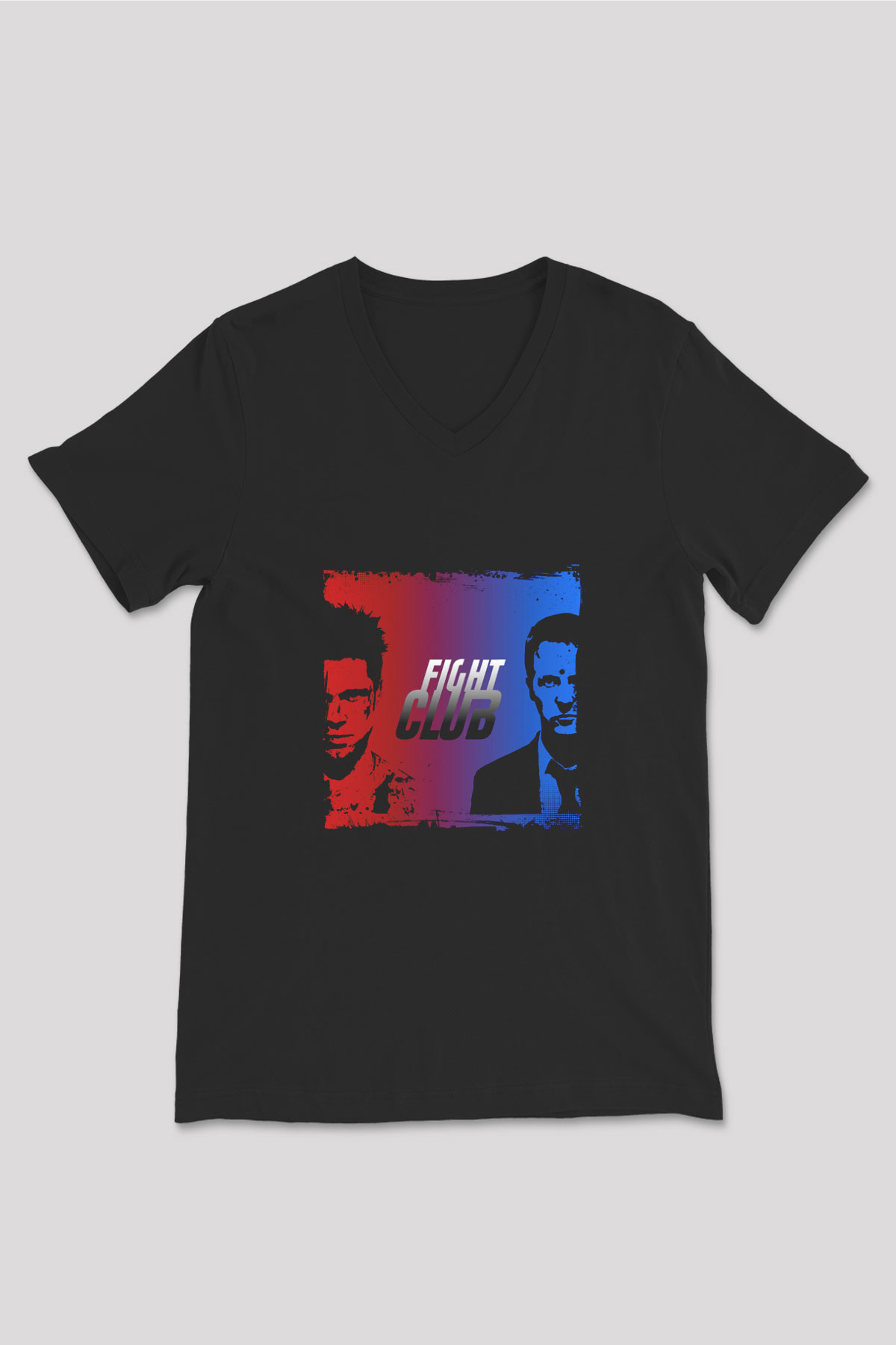 Brad Pitt Baskılı Unisex Siyah V Yaka Tişört