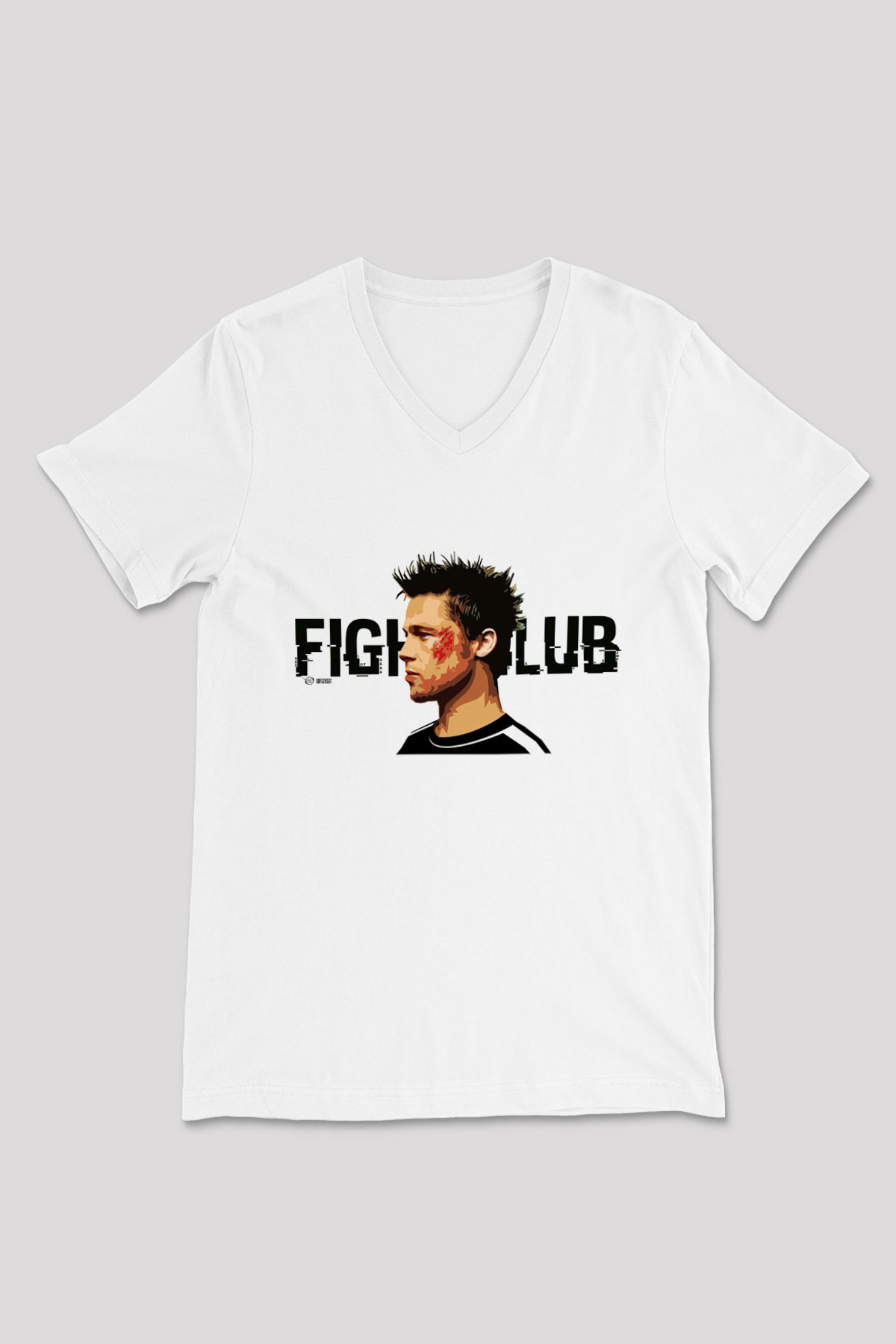 Brad Pitt Beyaz Unisex V Yaka Tişört T-Shirt