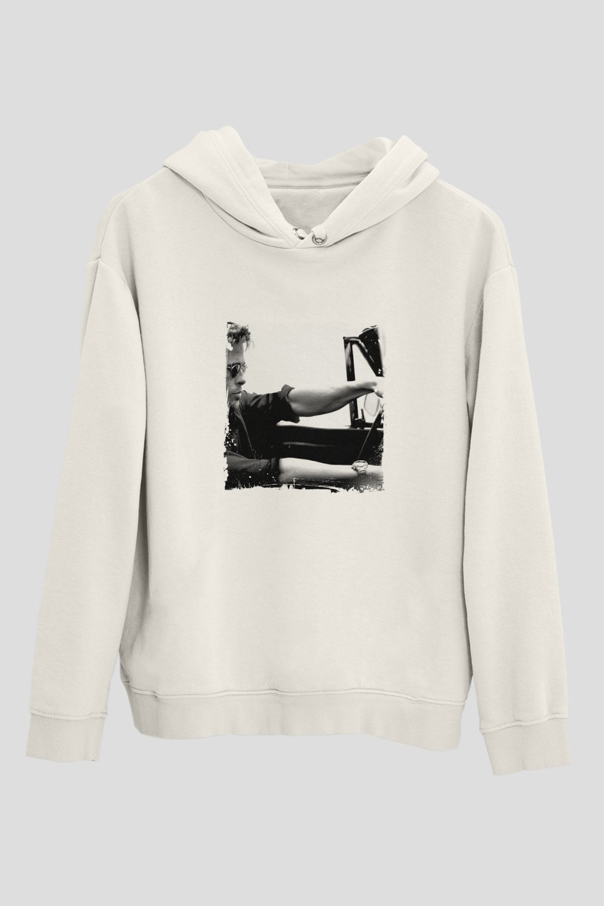 Brad Pitt Unisex Baskılı Beyaz Kapüşonlu Sweatshirt