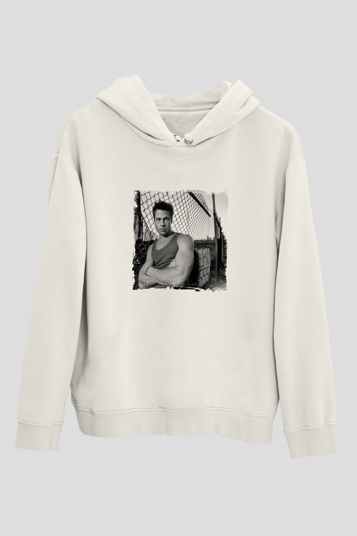 Brad Pitt Unisex Baskılı Beyaz Kapüşonlu Sweatshirt