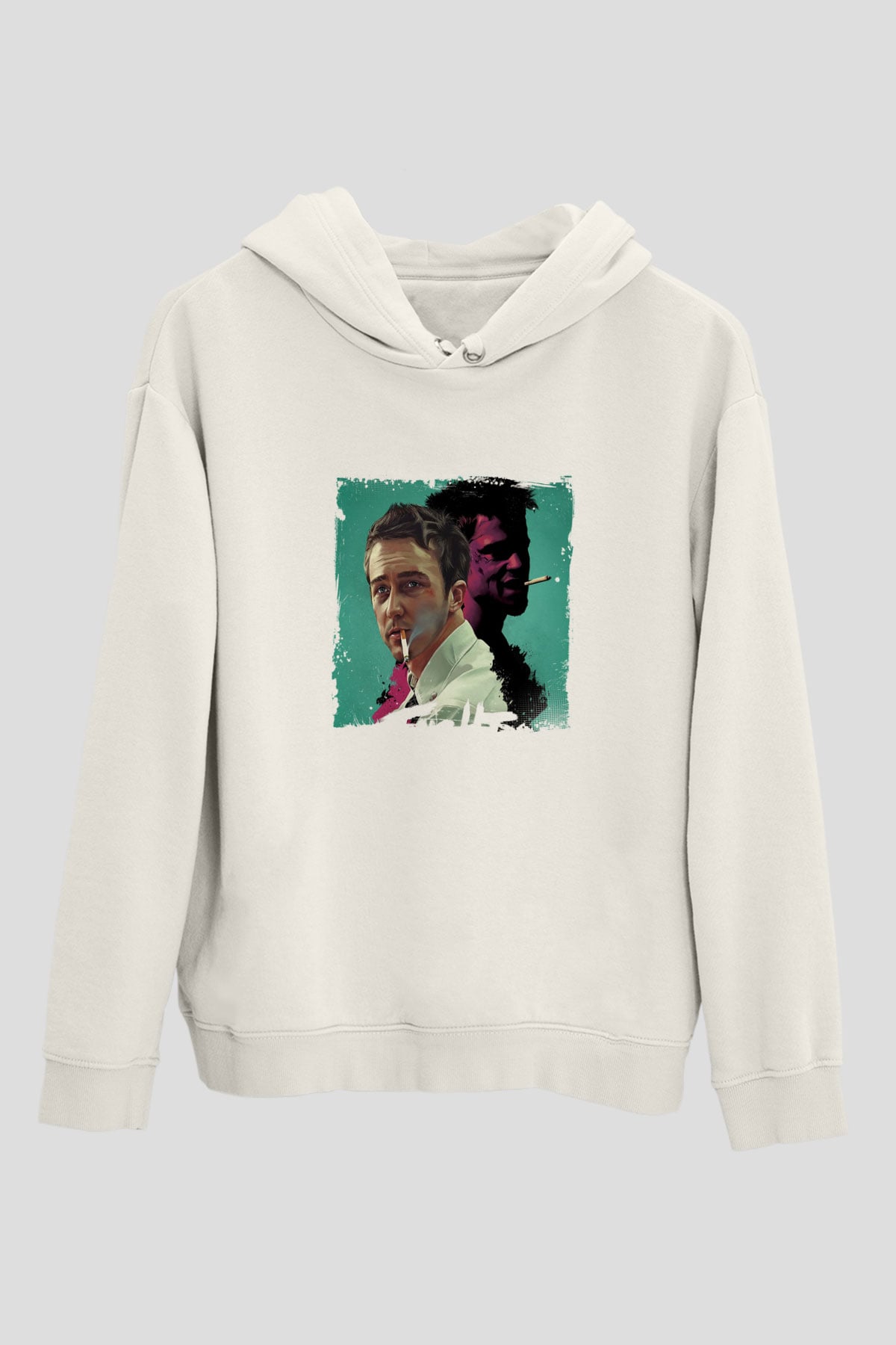 Brad Pitt Unisex Baskılı Beyaz Kapüşonlu Sweatshirt