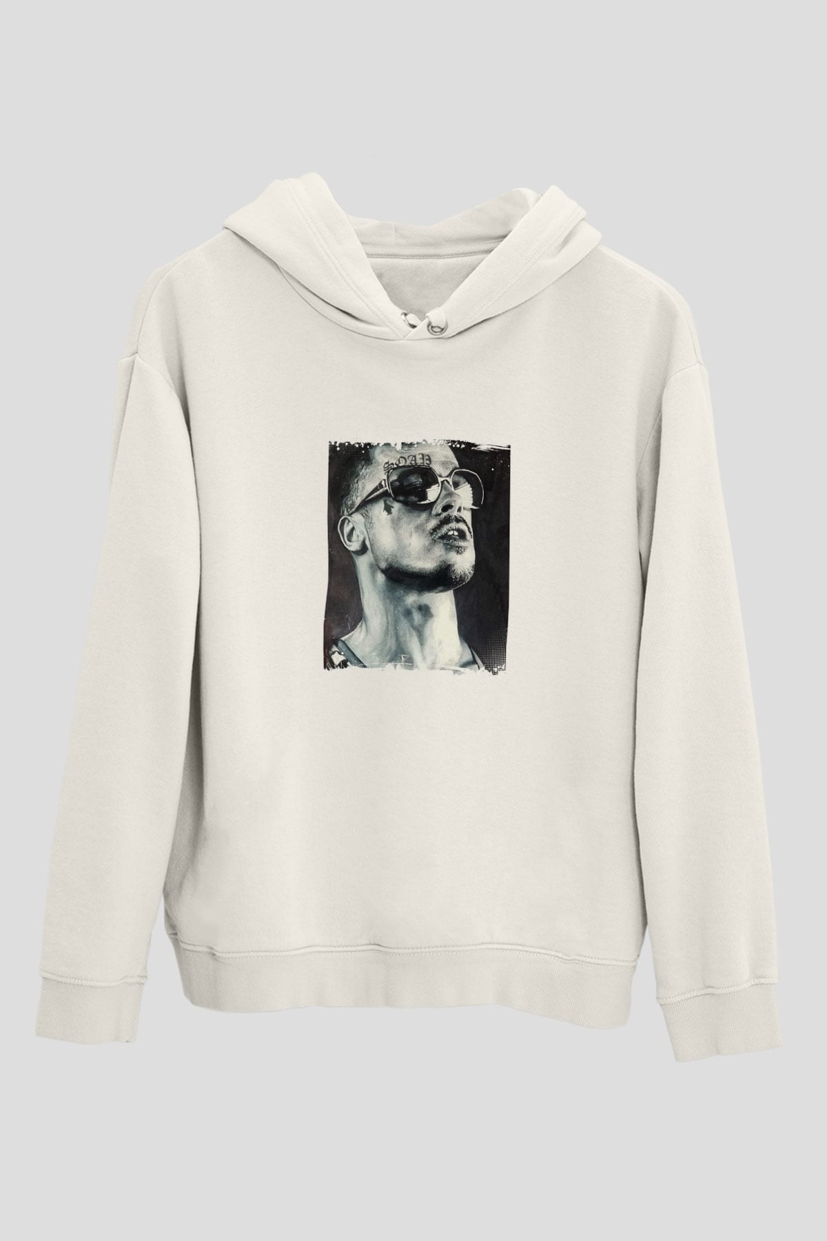Brad Pitt Unisex Baskılı Beyaz Kapüşonlu Sweatshirt