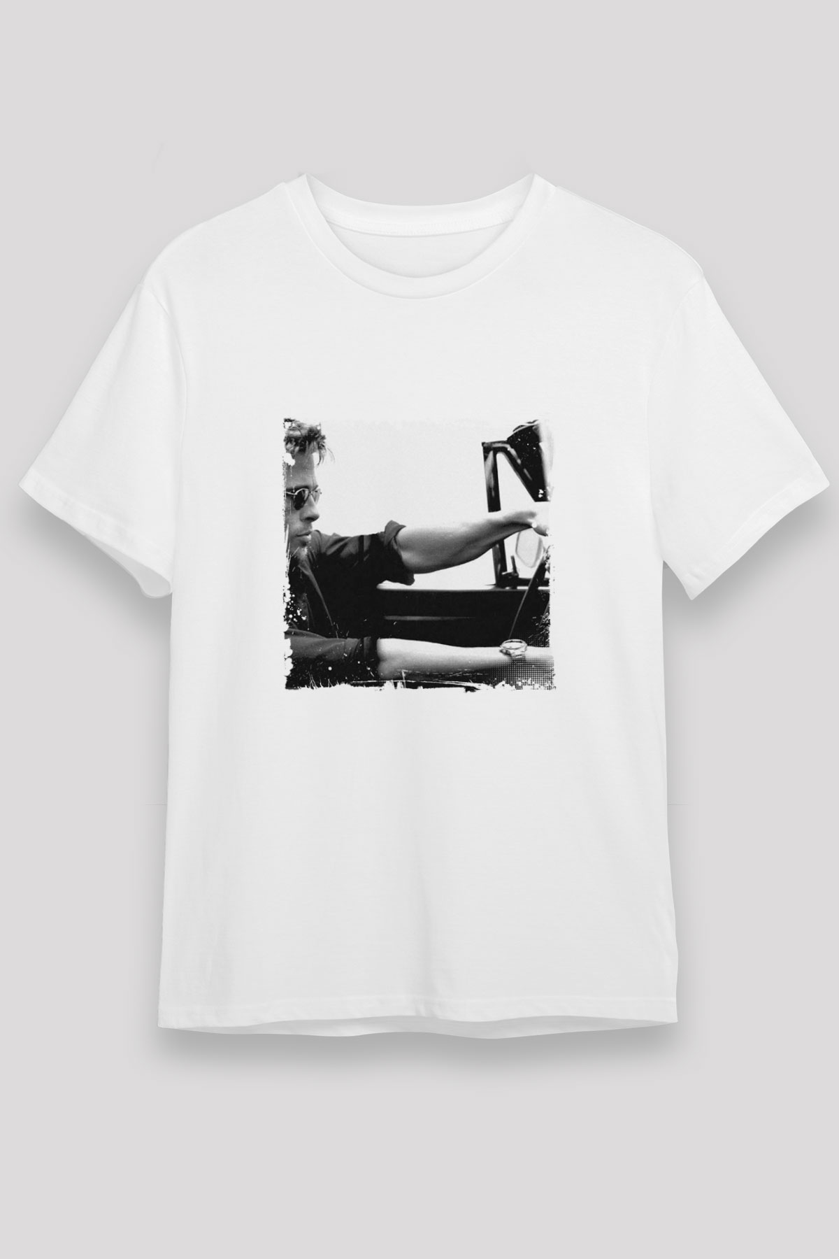 Brad Pitt Unisex White Graphic Tee - STREETWEAR