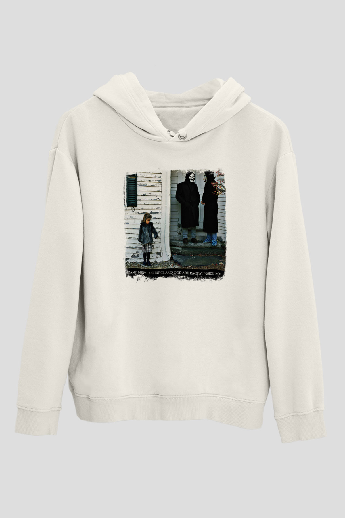 Brand New Baskılı Unisex Beyaz Hoodie