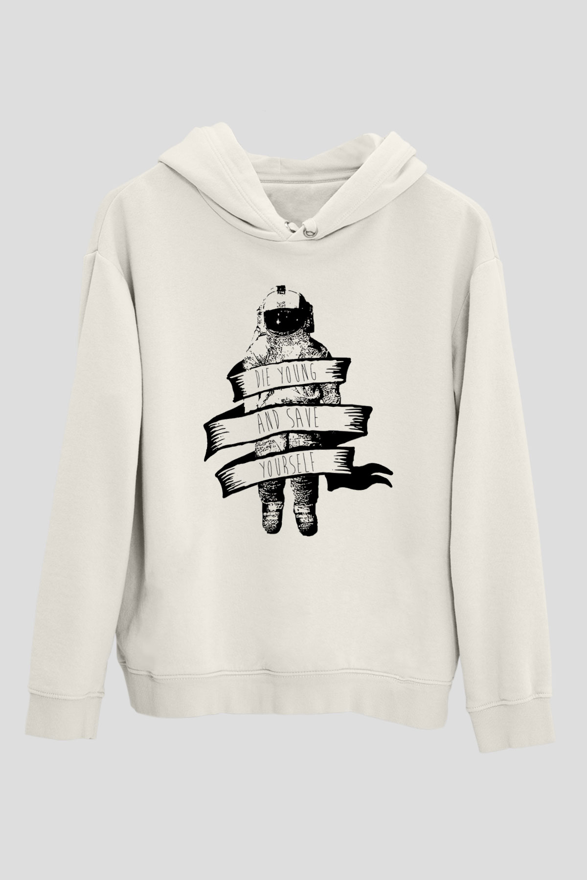 Brand New Beyaz Unisex Kapüşonlu Sweatshirt