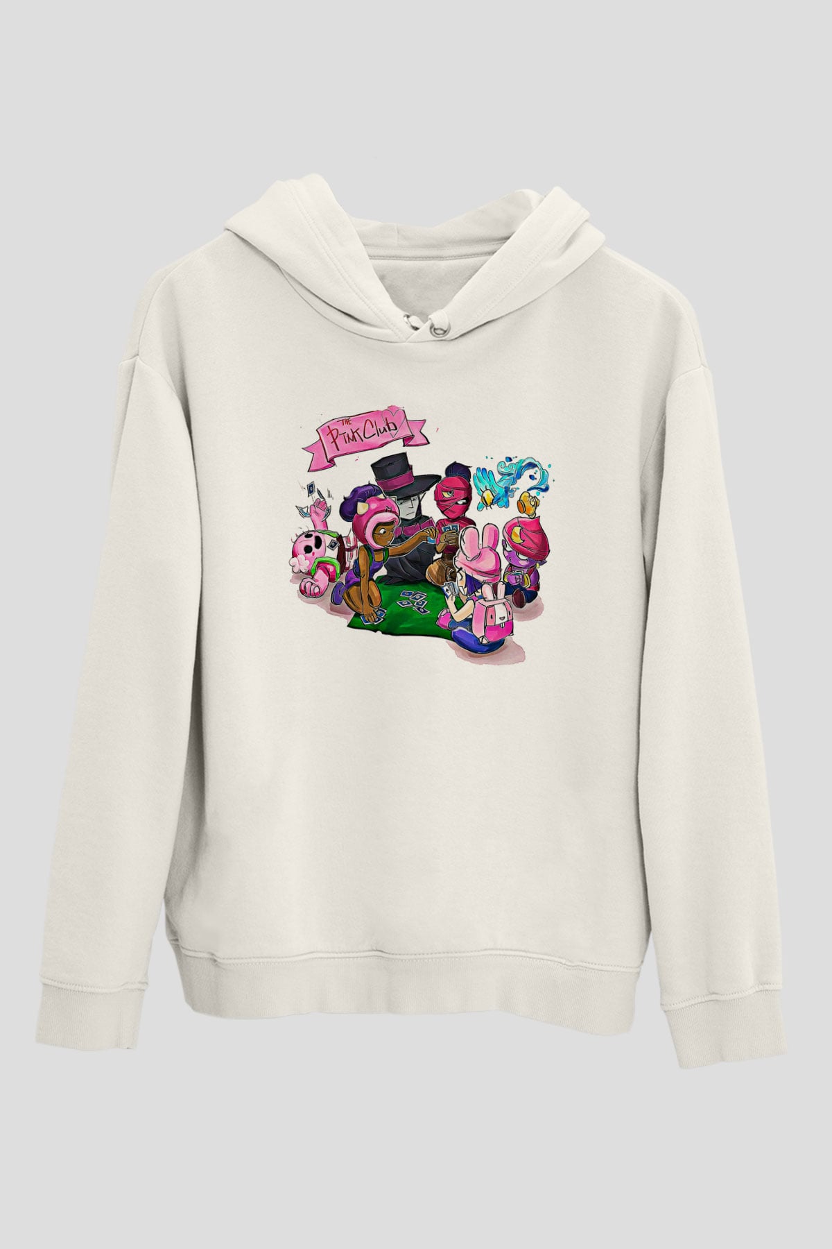 Brawl Stars Baskılı Beyaz Unisex Kapüşonlu Sweatshirt