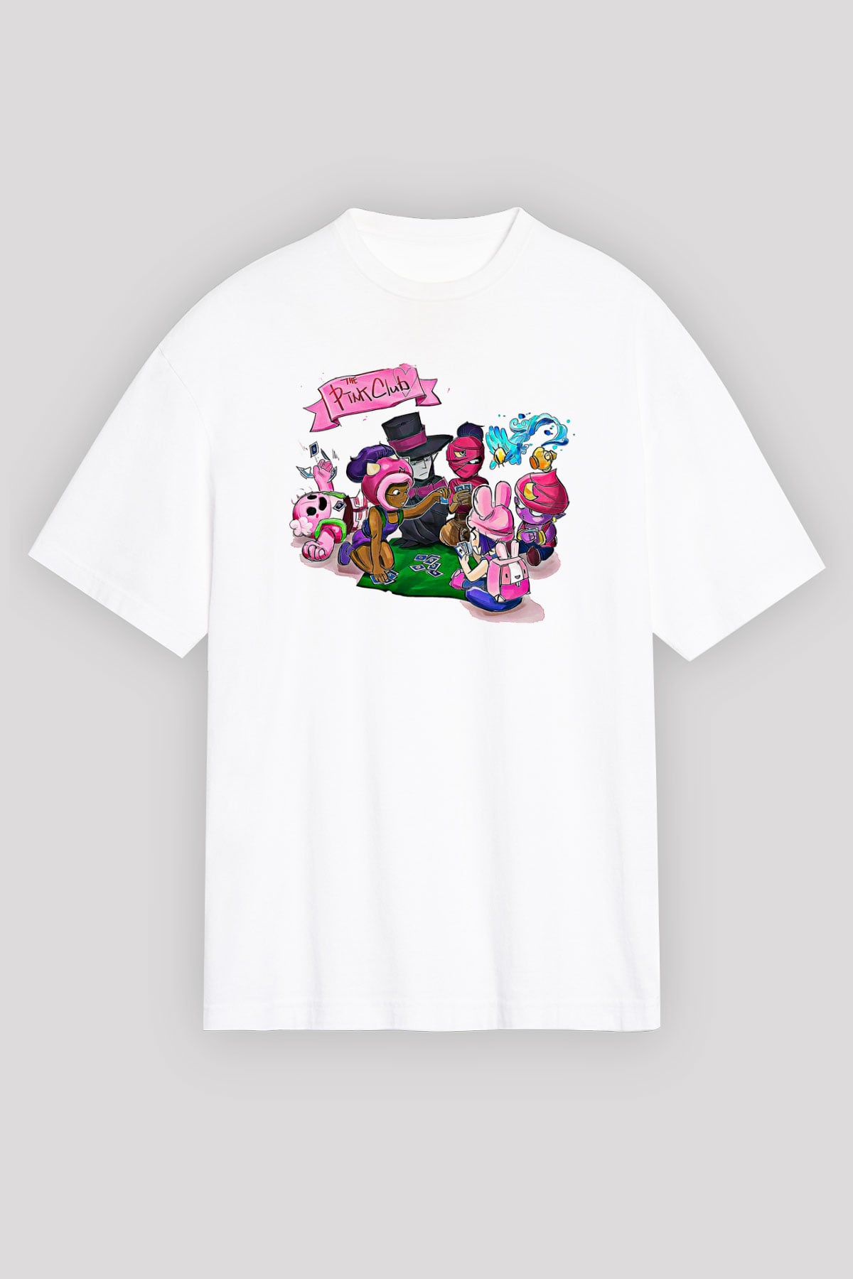 Brawl Stars Baskılı Beyaz Unisex Oversize Tişört - Tshirt
