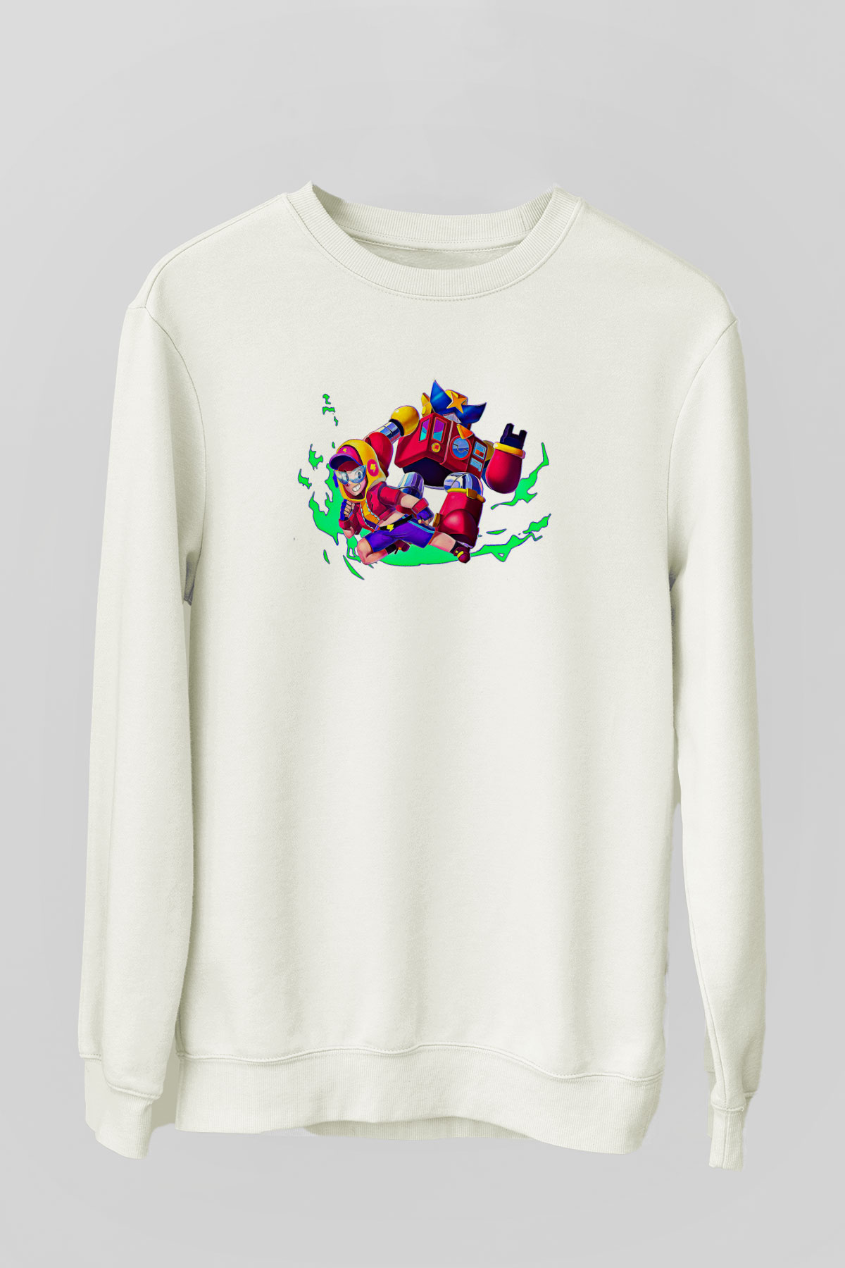 Brawl Stars Baskılı Beyaz Unisex Sweatshirt