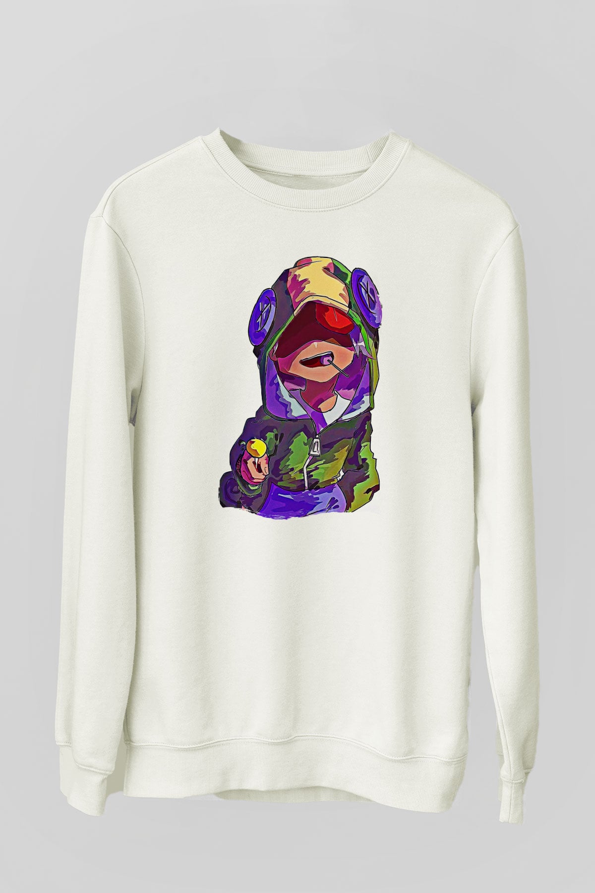 Brawl Stars Baskılı Beyaz Unisex Sweatshirt