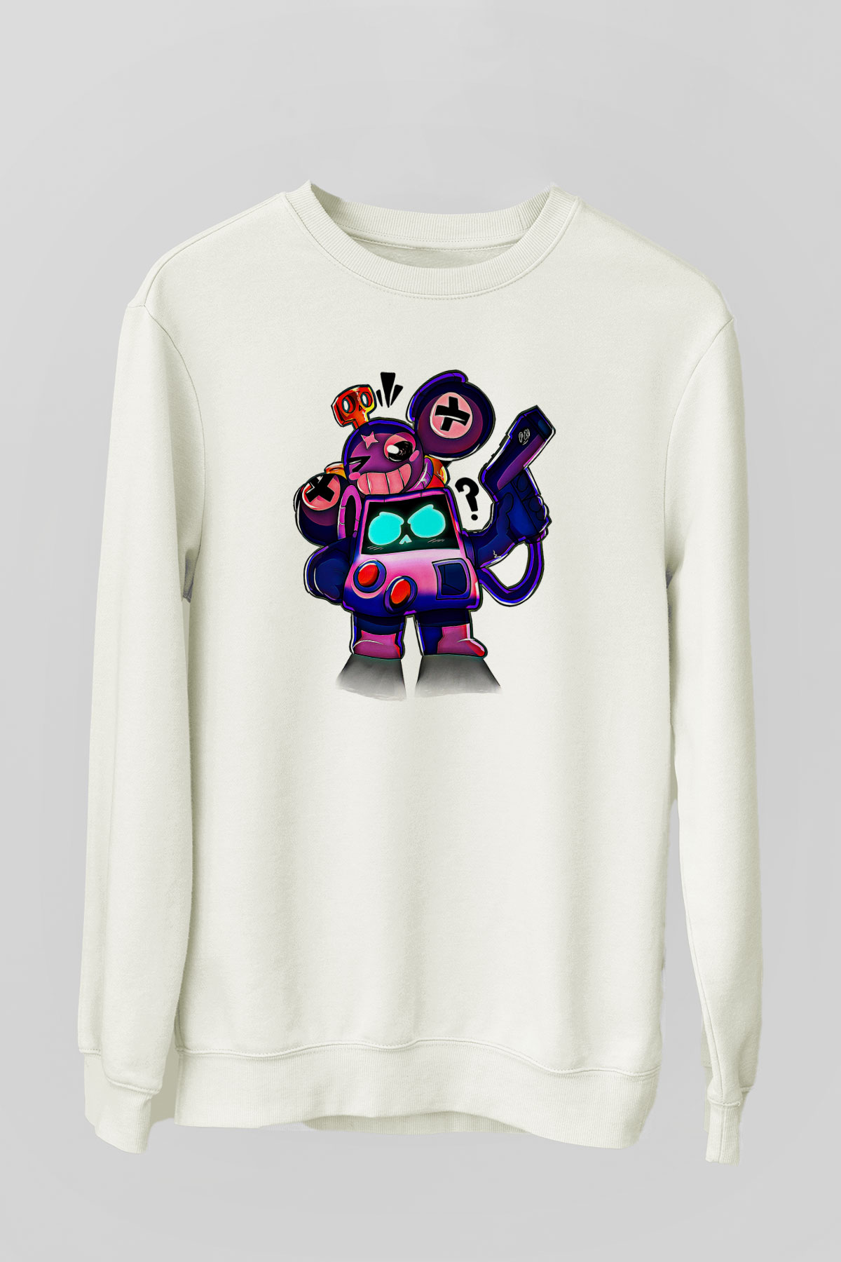 Brawl Stars Baskılı Beyaz Unisex Sweatshirt