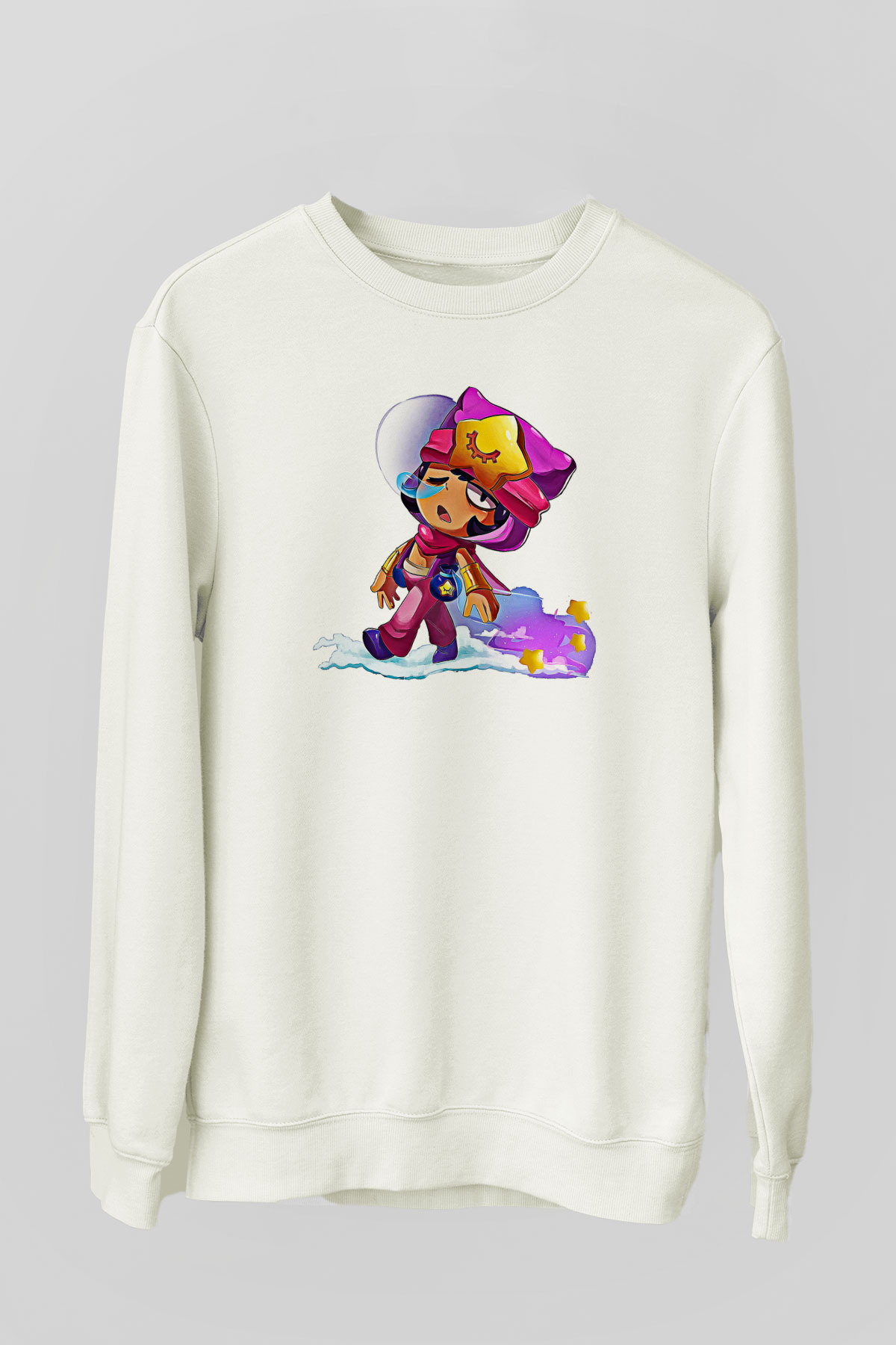 Brawl Stars Baskılı Beyaz Unisex Sweatshirt