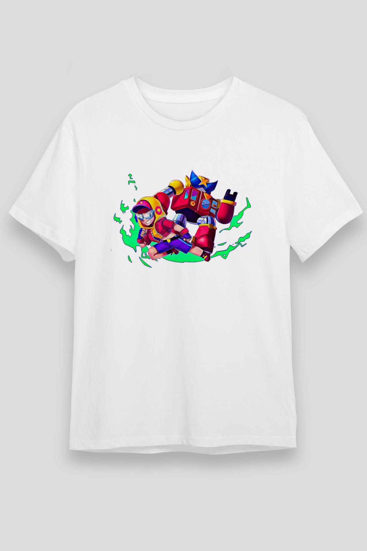 Brawl Stars Baskılı Unisex Beyaz Tişört - Tshirt