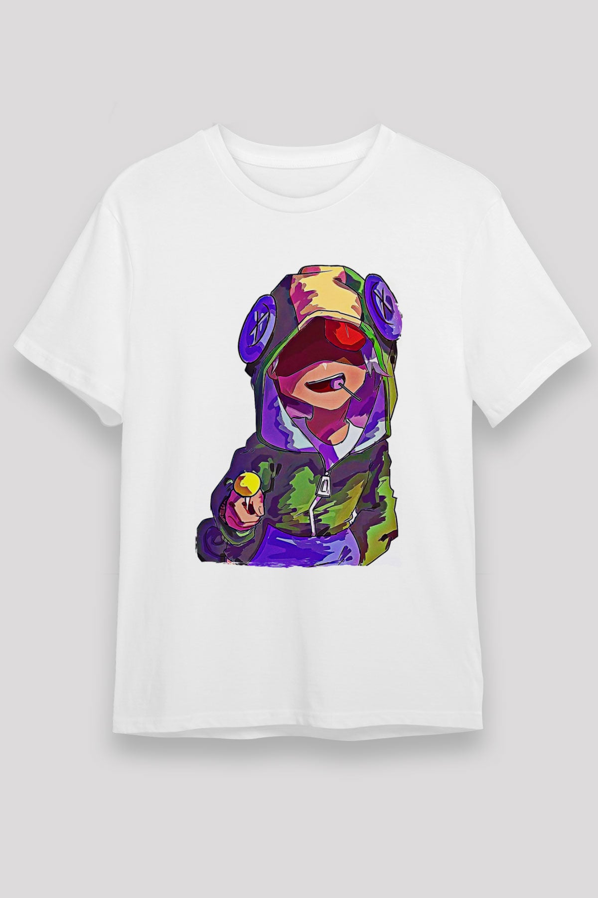 Brawl Stars Baskılı Unisex Beyaz Tişört - Tshirt