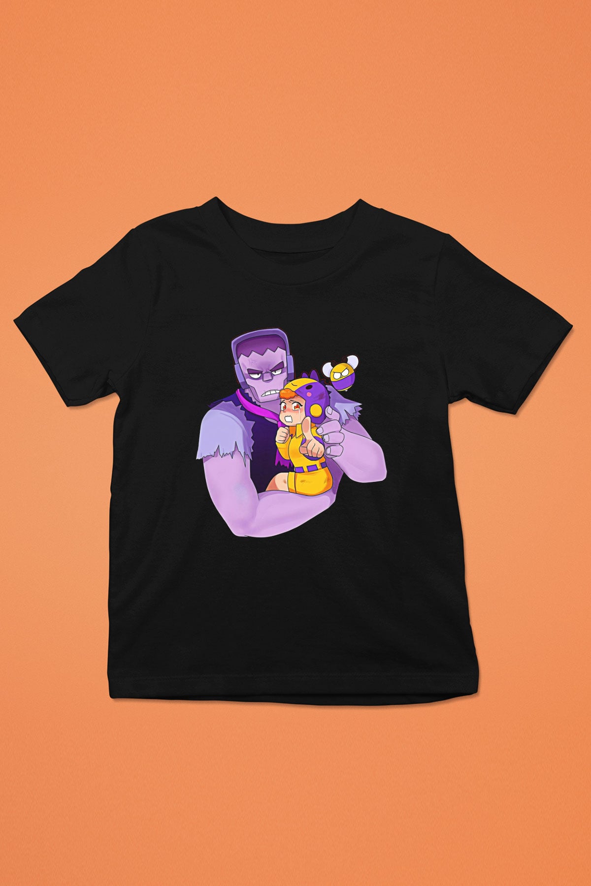 Brawl Stars Baskılı Unisex Siyah Çocuk Tişört - Tshirt
