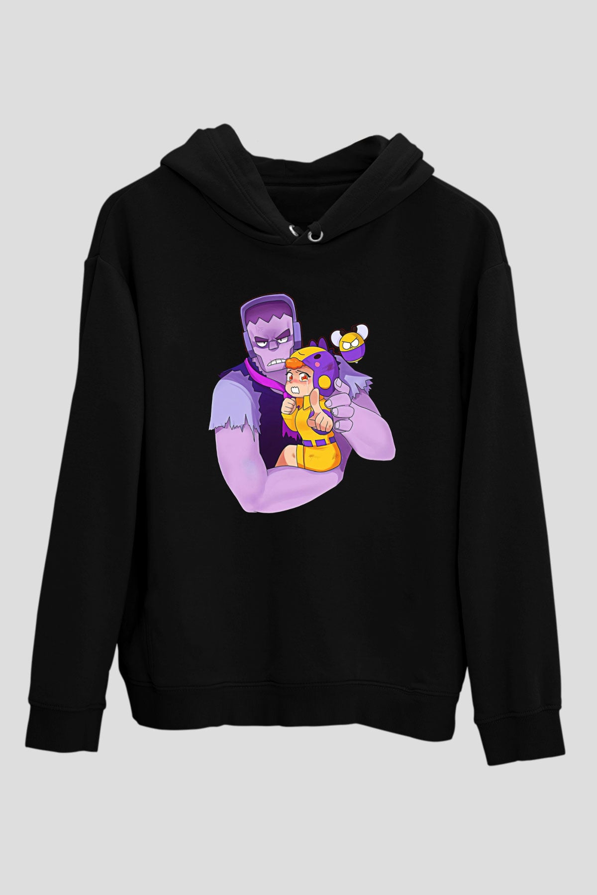 Brawl Stars Baskılı Unisex Siyah Kapüşonlu Sweatshirt