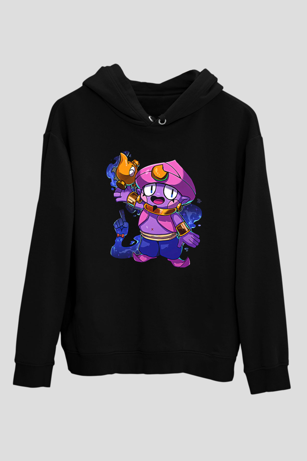 Brawl Stars Baskılı Unisex Siyah Kapüşonlu Sweatshirt