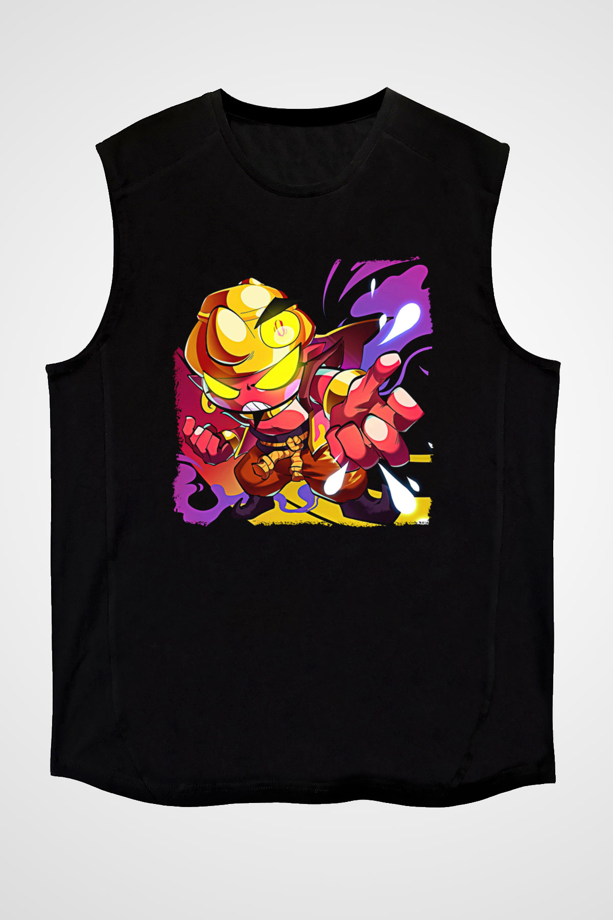 Brawl Stars Baskılı Unisex Siyah Kolsuz Tişört - Tshirt