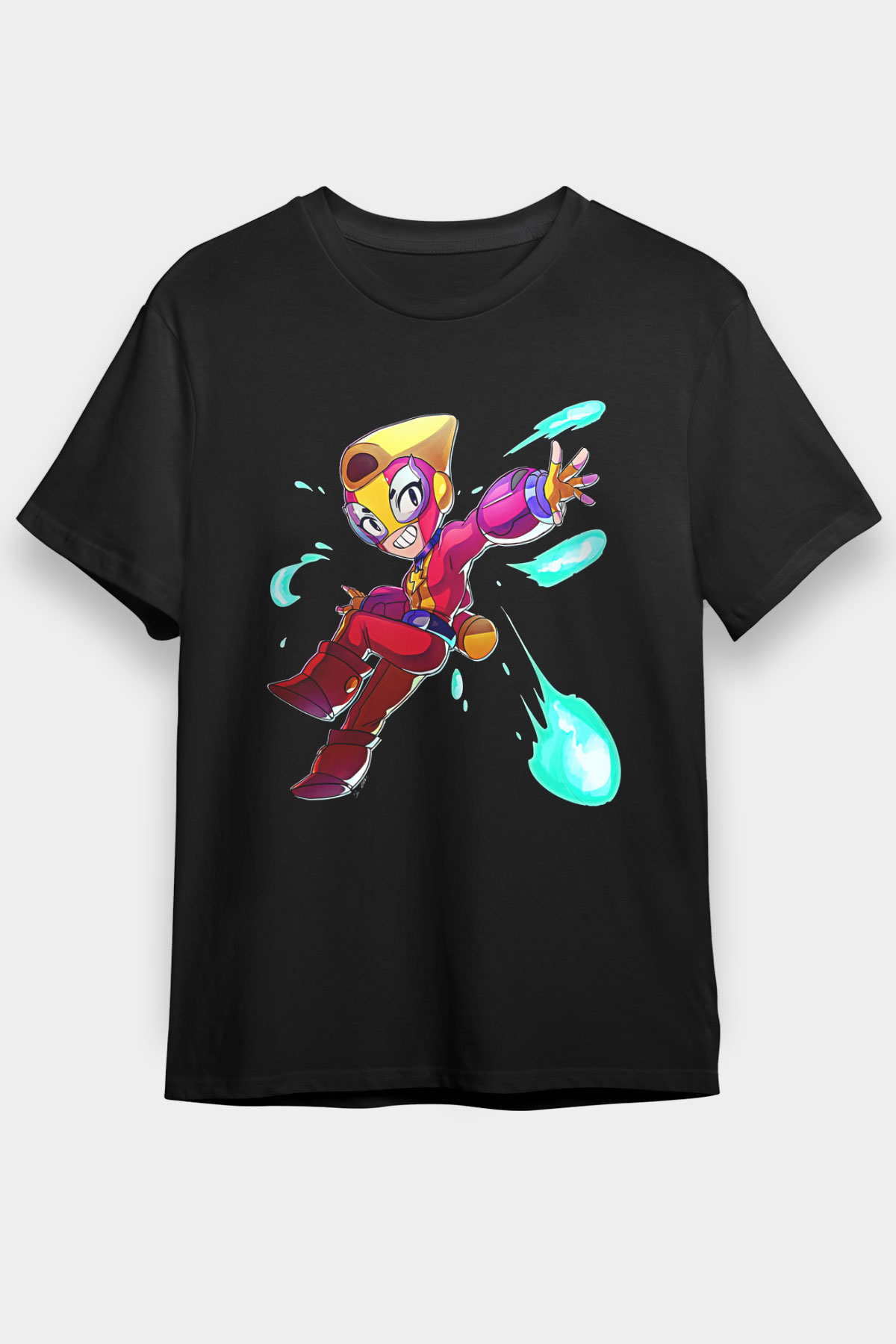 Brawl Stars Baskılı Unisex Siyah Tişört - Tshirt