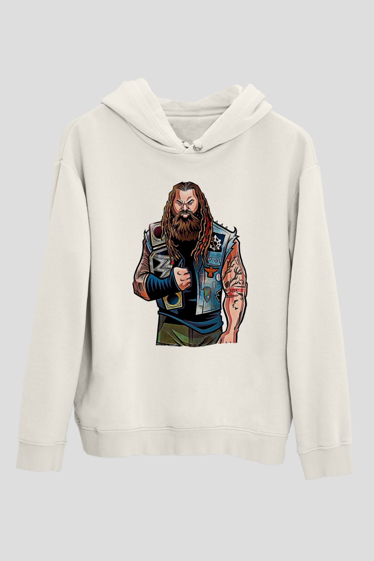 Bray Wyatt Baskılı Beyaz Unisex Hoodie