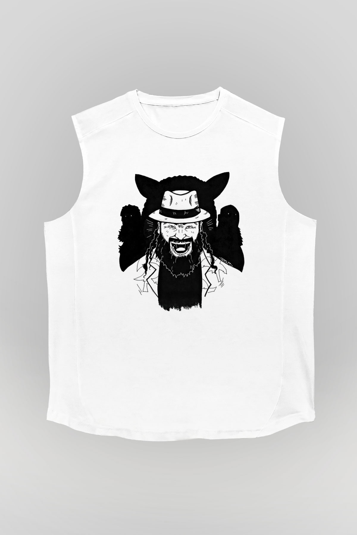 Bray Wyatt Baskılı Beyaz Unisex Kolsuz Tişört - Tshirt
