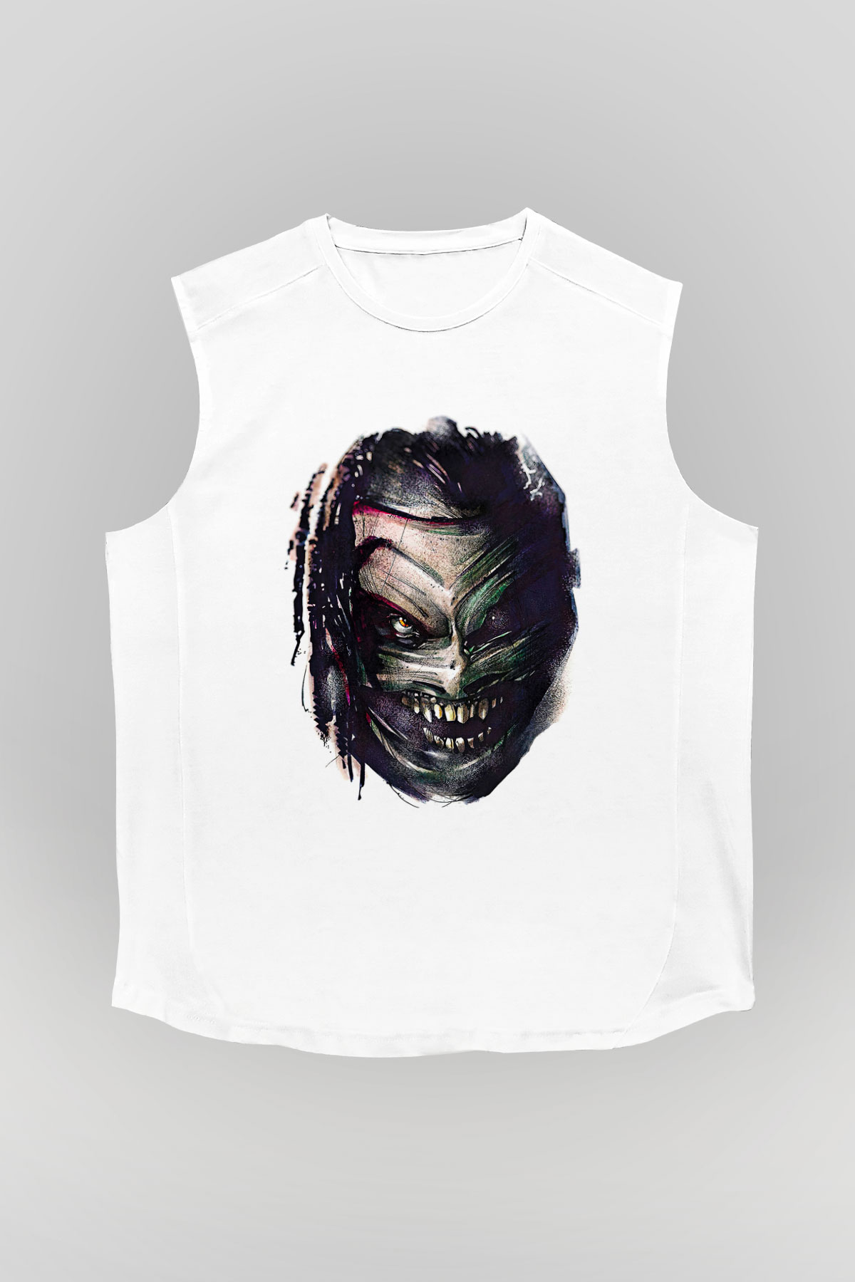 Bray Wyatt Baskılı Beyaz Unisex Kolsuz Tişört - Tshirt