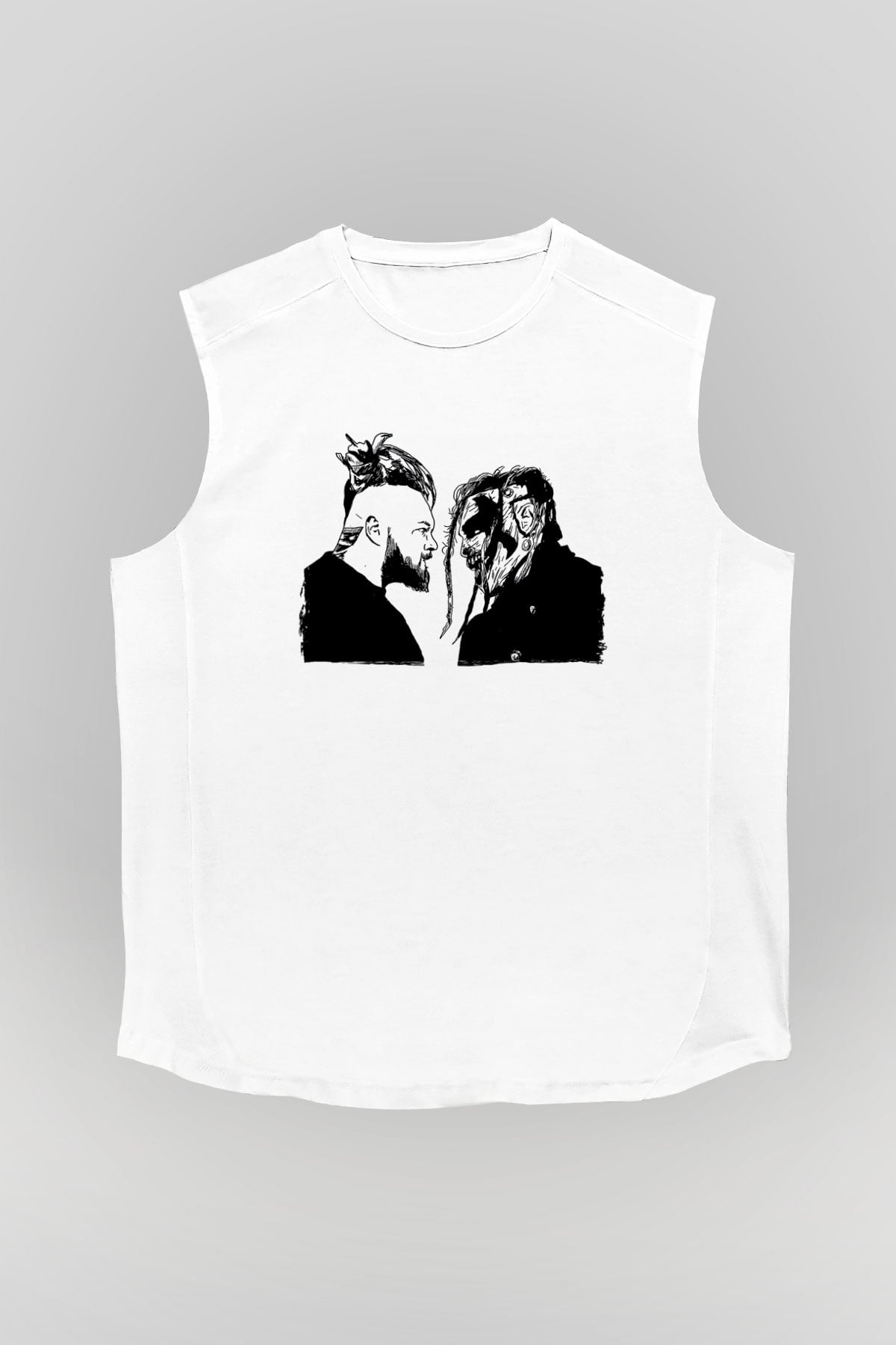 Bray Wyatt Baskılı Beyaz Unisex Kolsuz Tişört - Tshirt