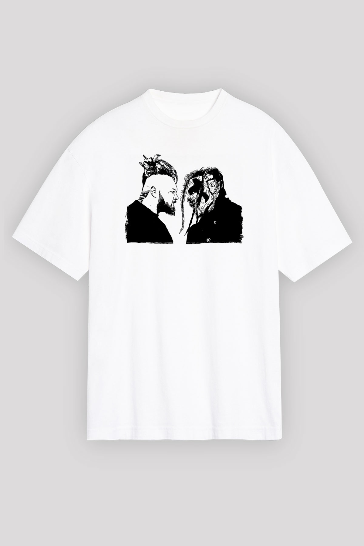 Bray Wyatt Baskılı Beyaz Unisex Oversize Tişört - Tshirt