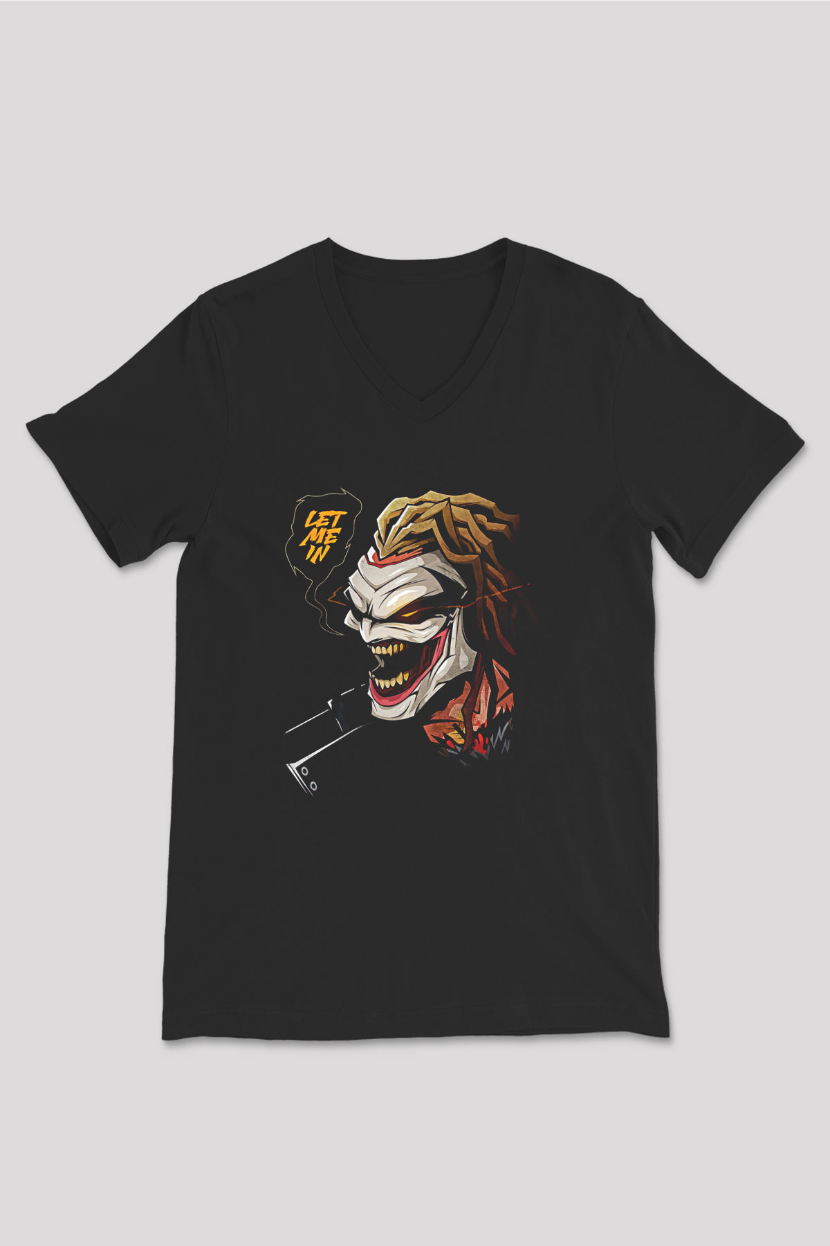 Bray Wyatt Baskılı Unisex Siyah V Yaka Tişört - Tshirt