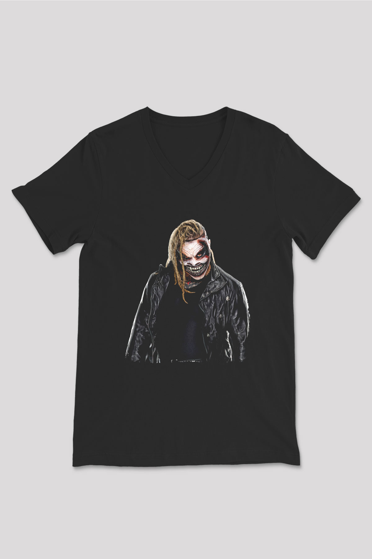 Bray Wyatt Baskılı Unisex Siyah V Yaka Tişört - Tshirt